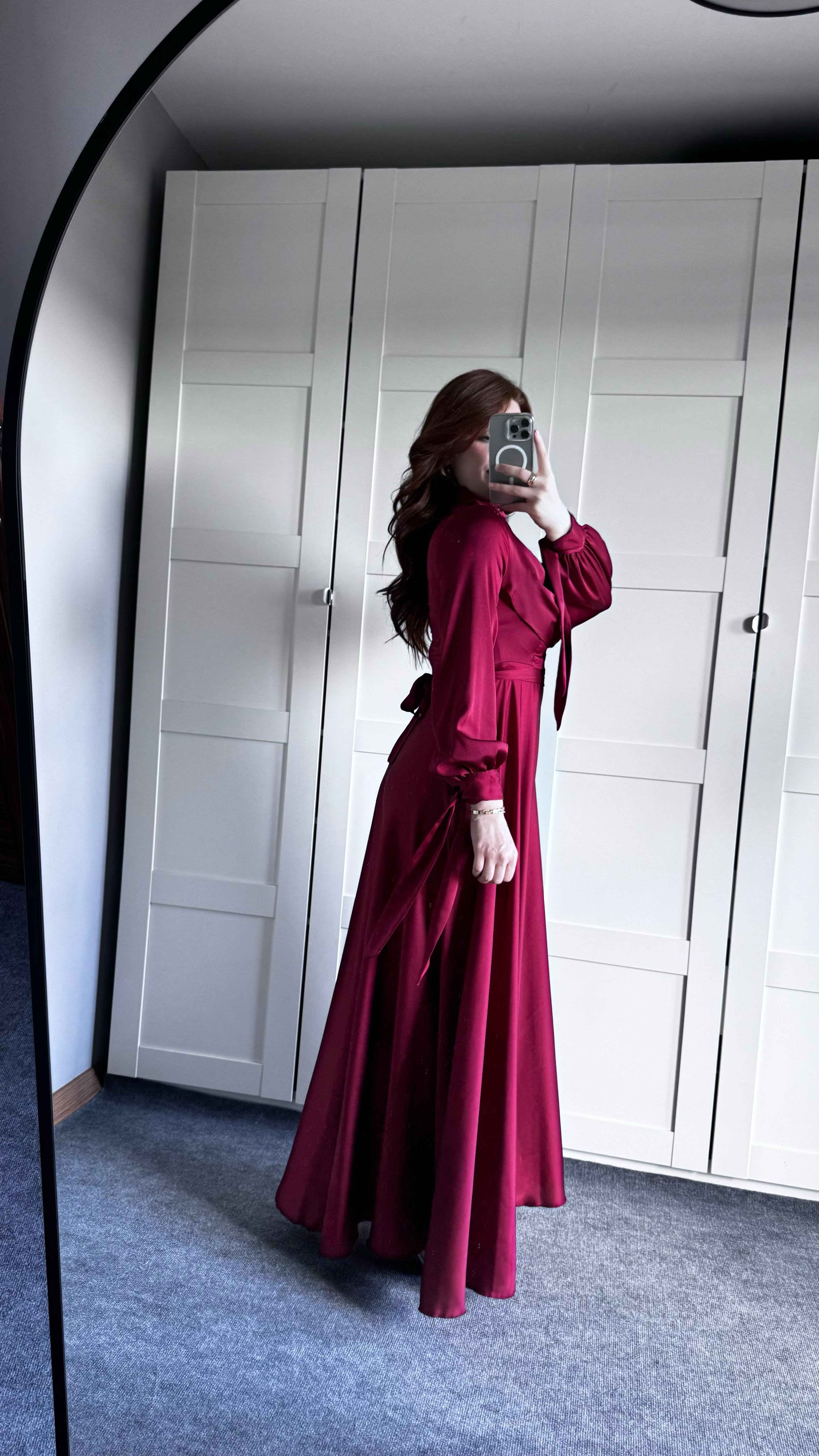Morgana Degaje Abiye Bordo 