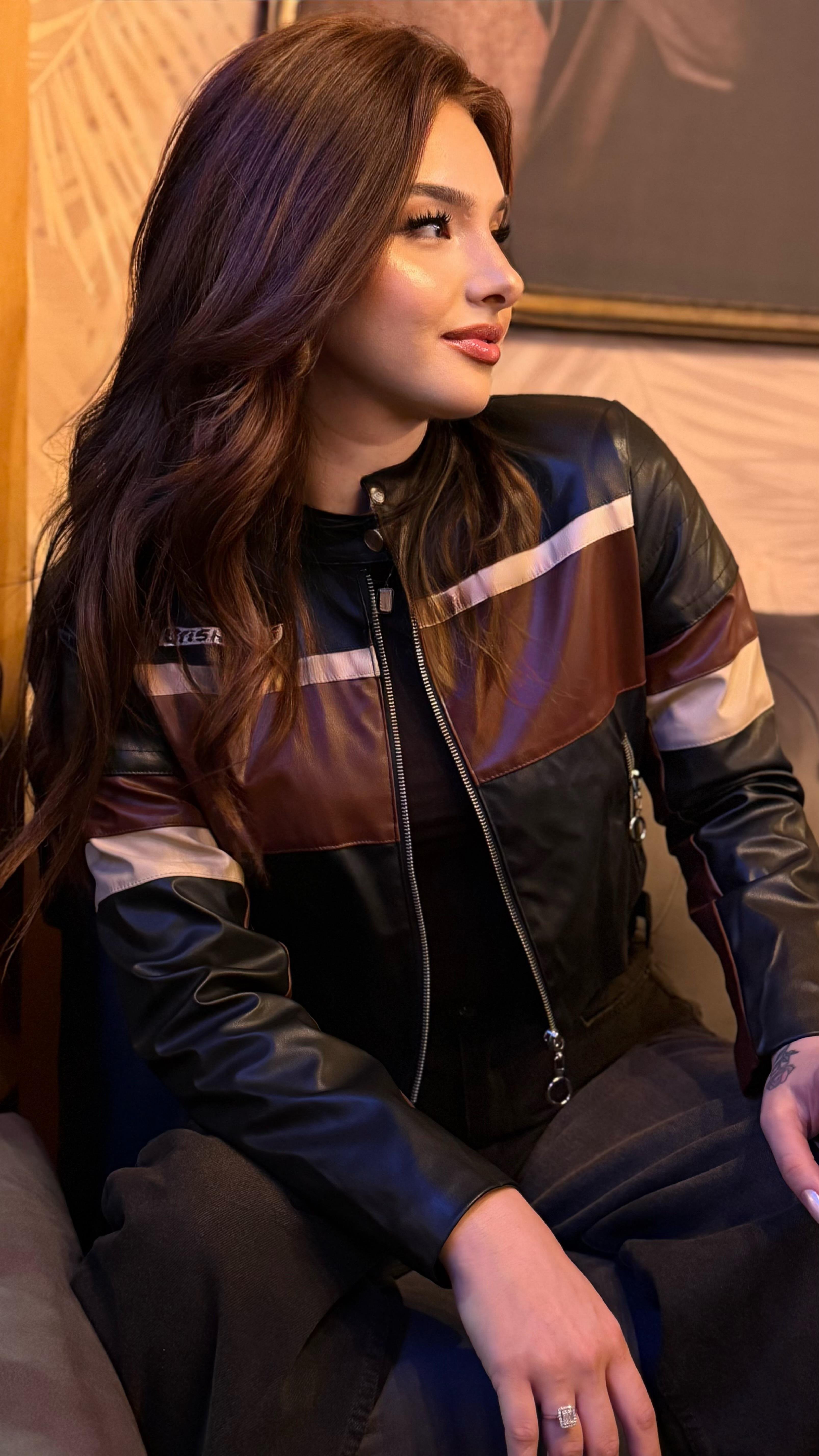 Motor Deri Crop Ceket Renkli