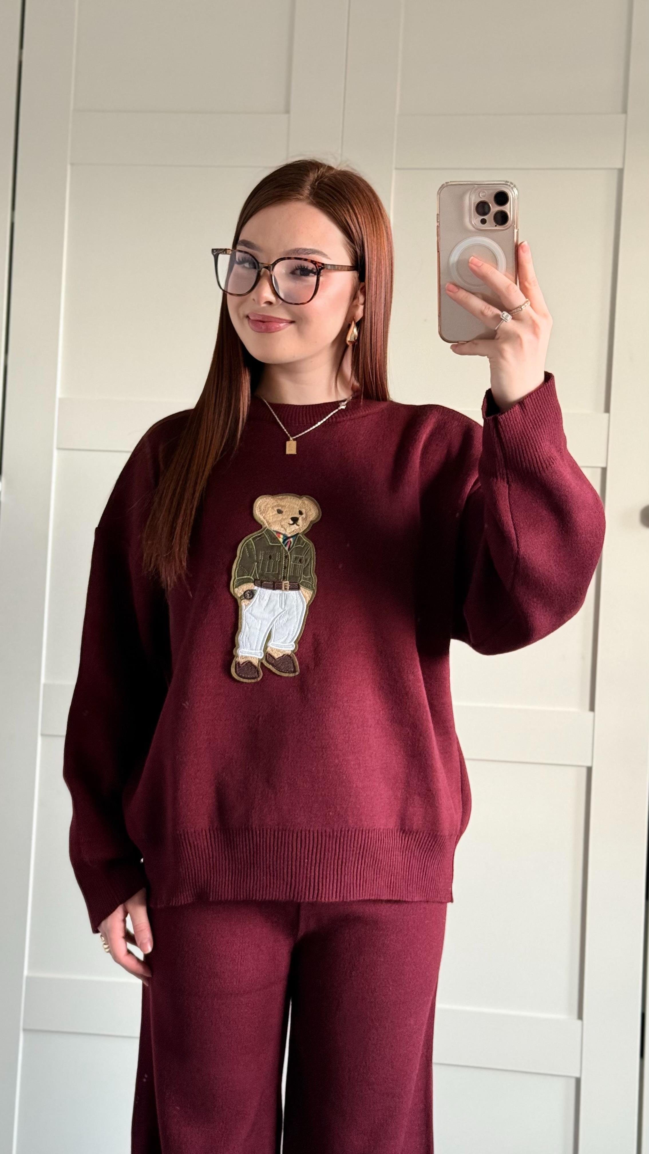 Mr. Bears Ayıcıklı Bordo Triko Takım 