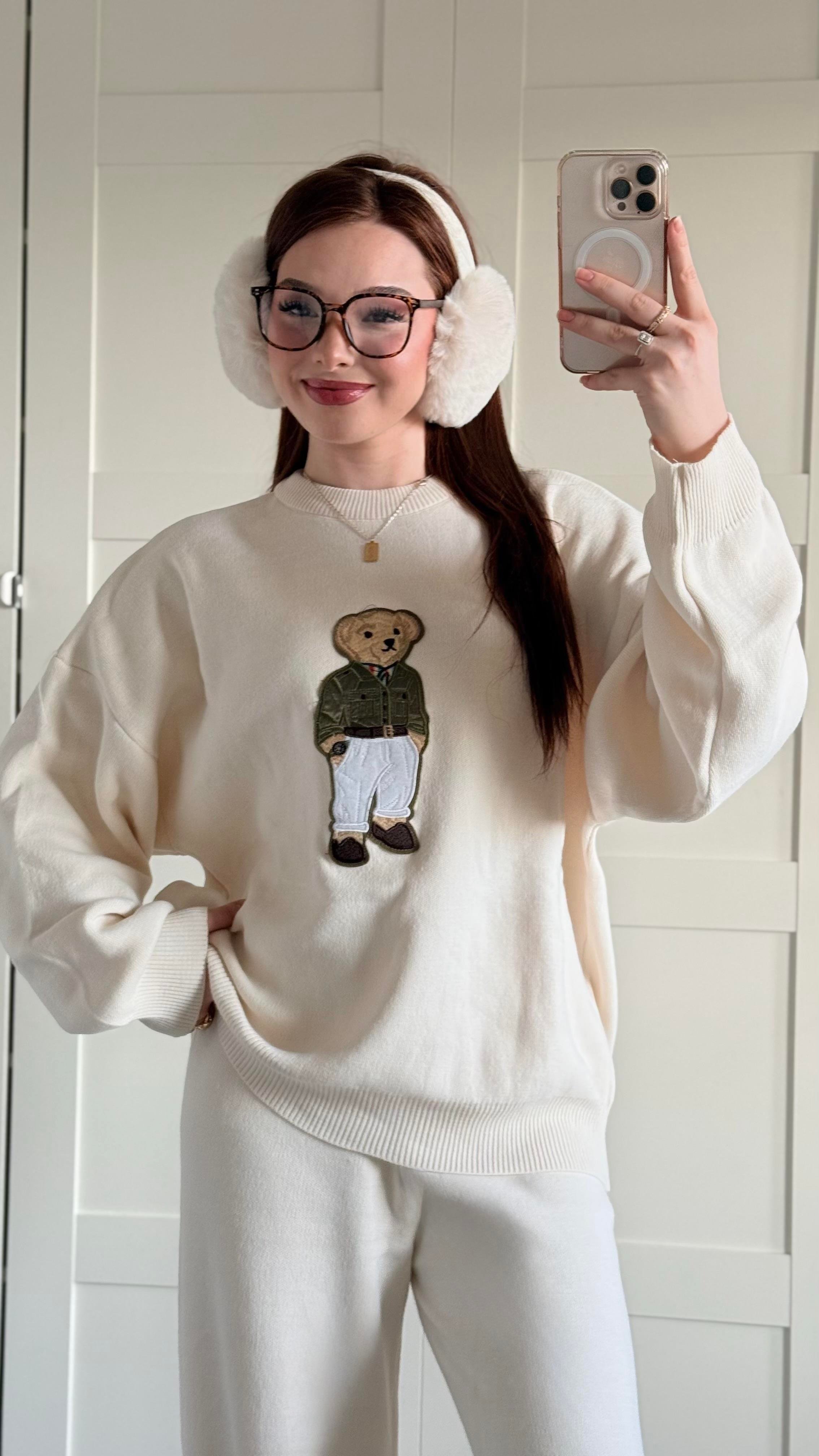 Mr. Bears Ayıcıklı Ekru Triko Takım 
