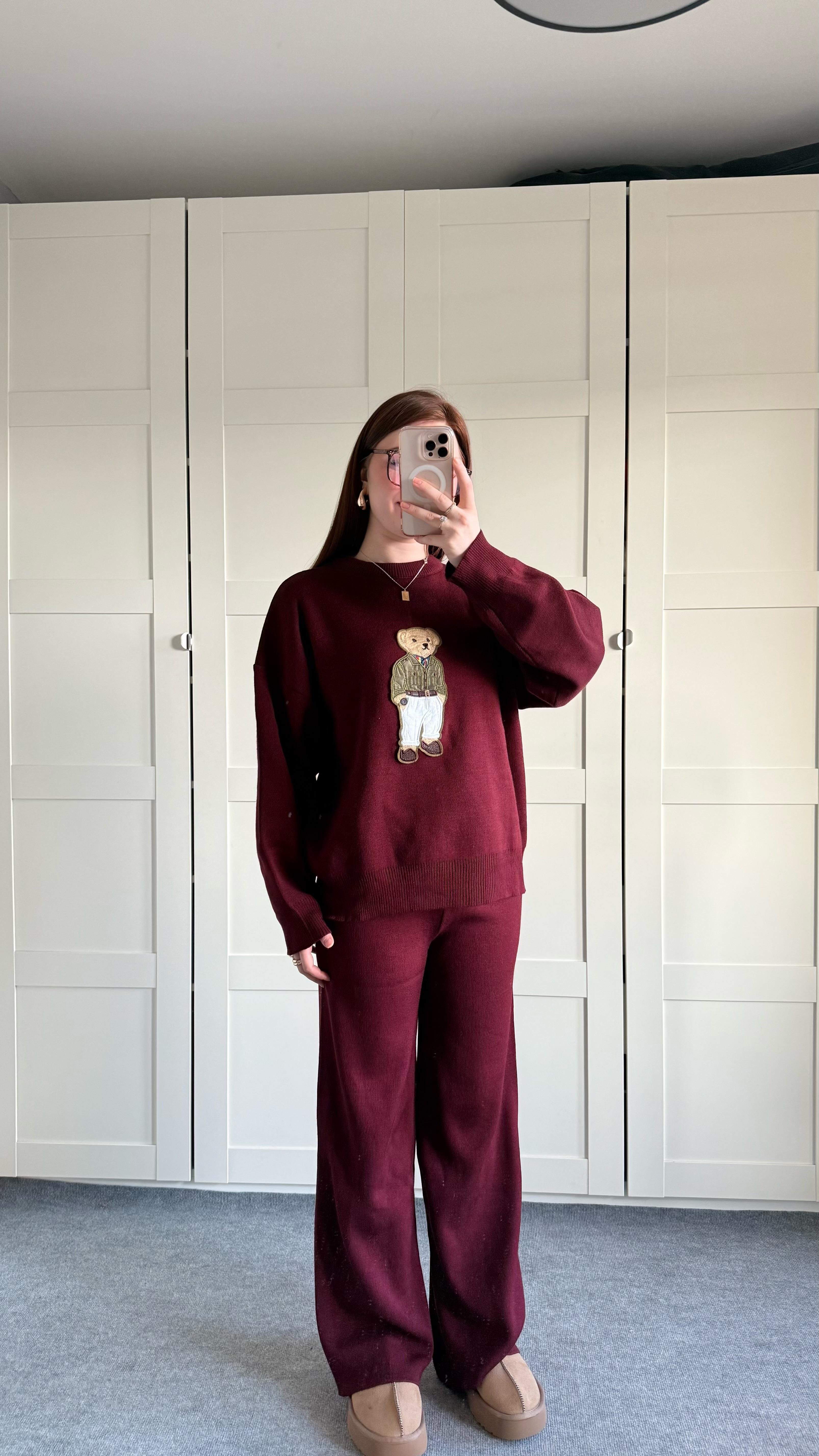 Mr. Bears Ayıcıklı Bordo Triko Takım 