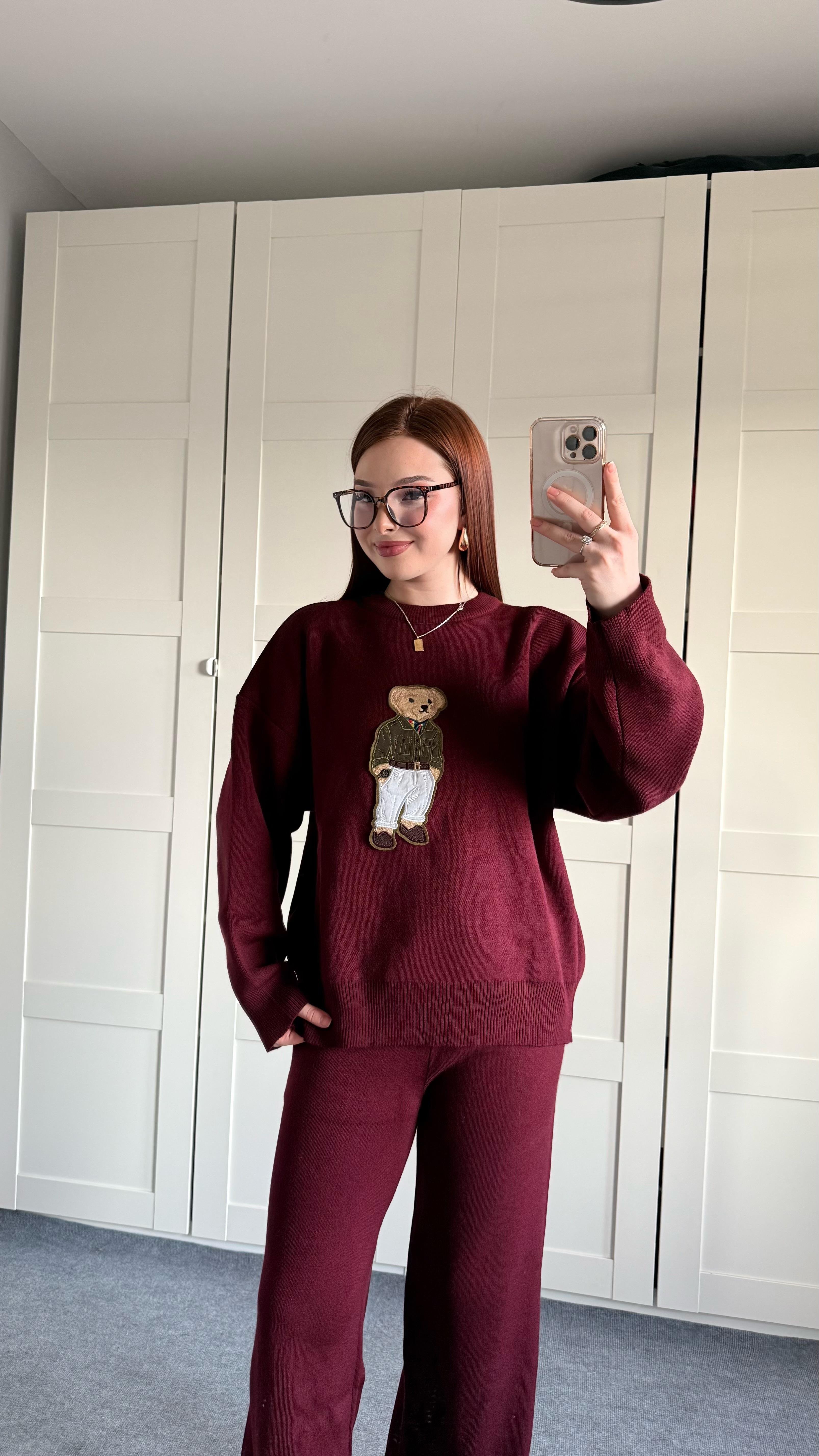 Mr. Bears Ayıcıklı Bordo Triko Takım 