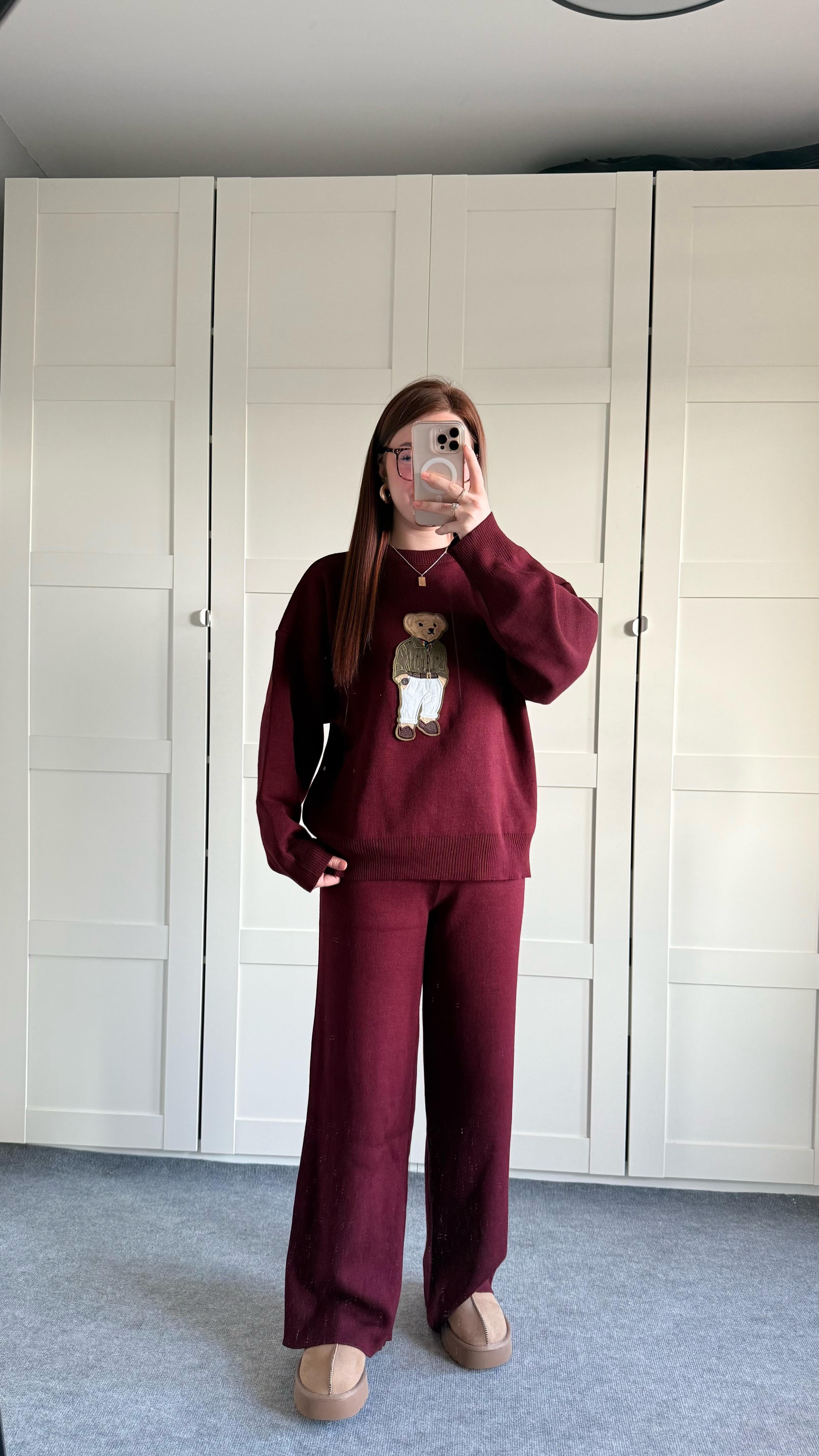 Mr. Bears Ayıcıklı Bordo Triko Takım 