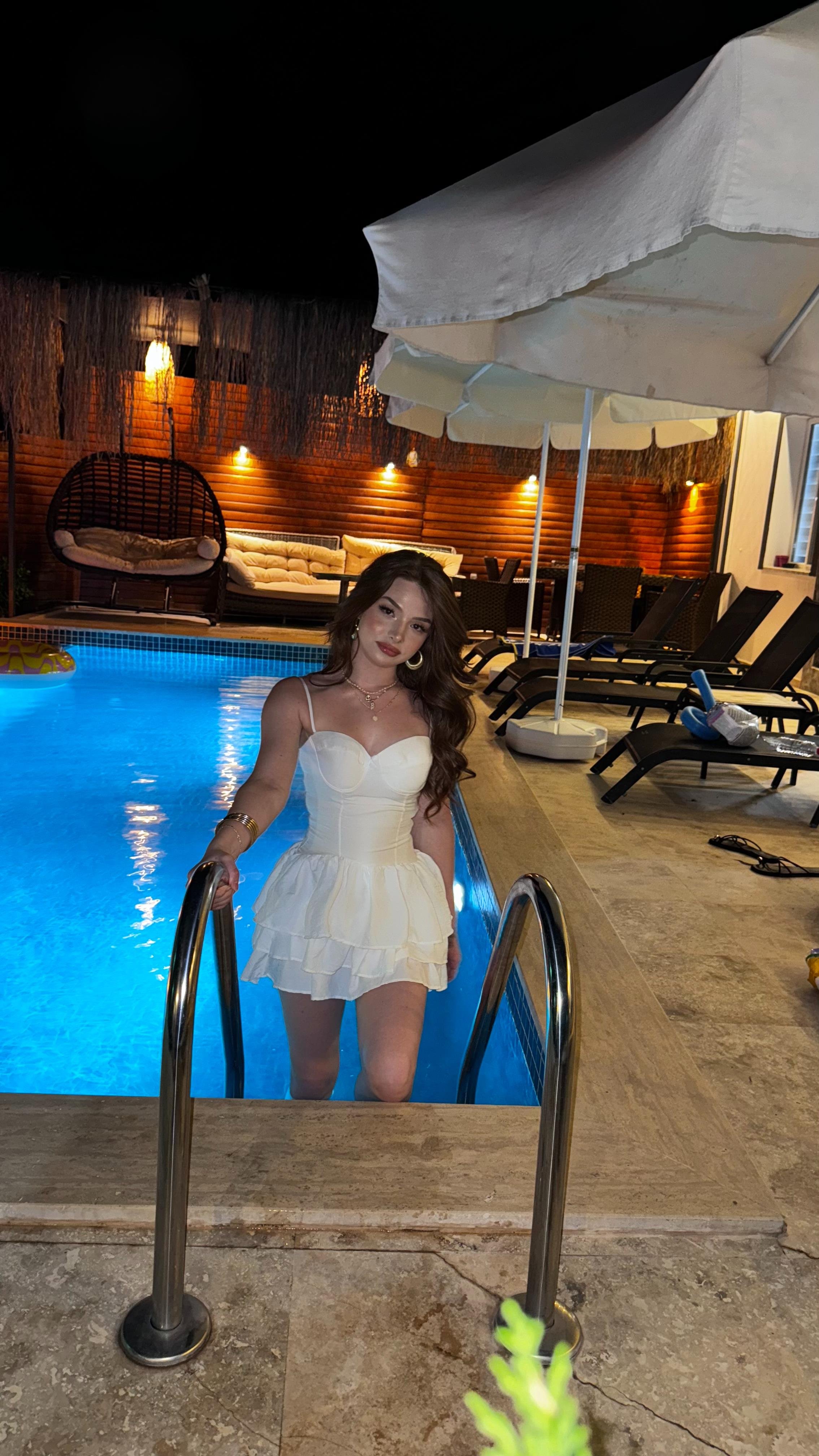 Mykonos Beyaz Askılı Elbise
