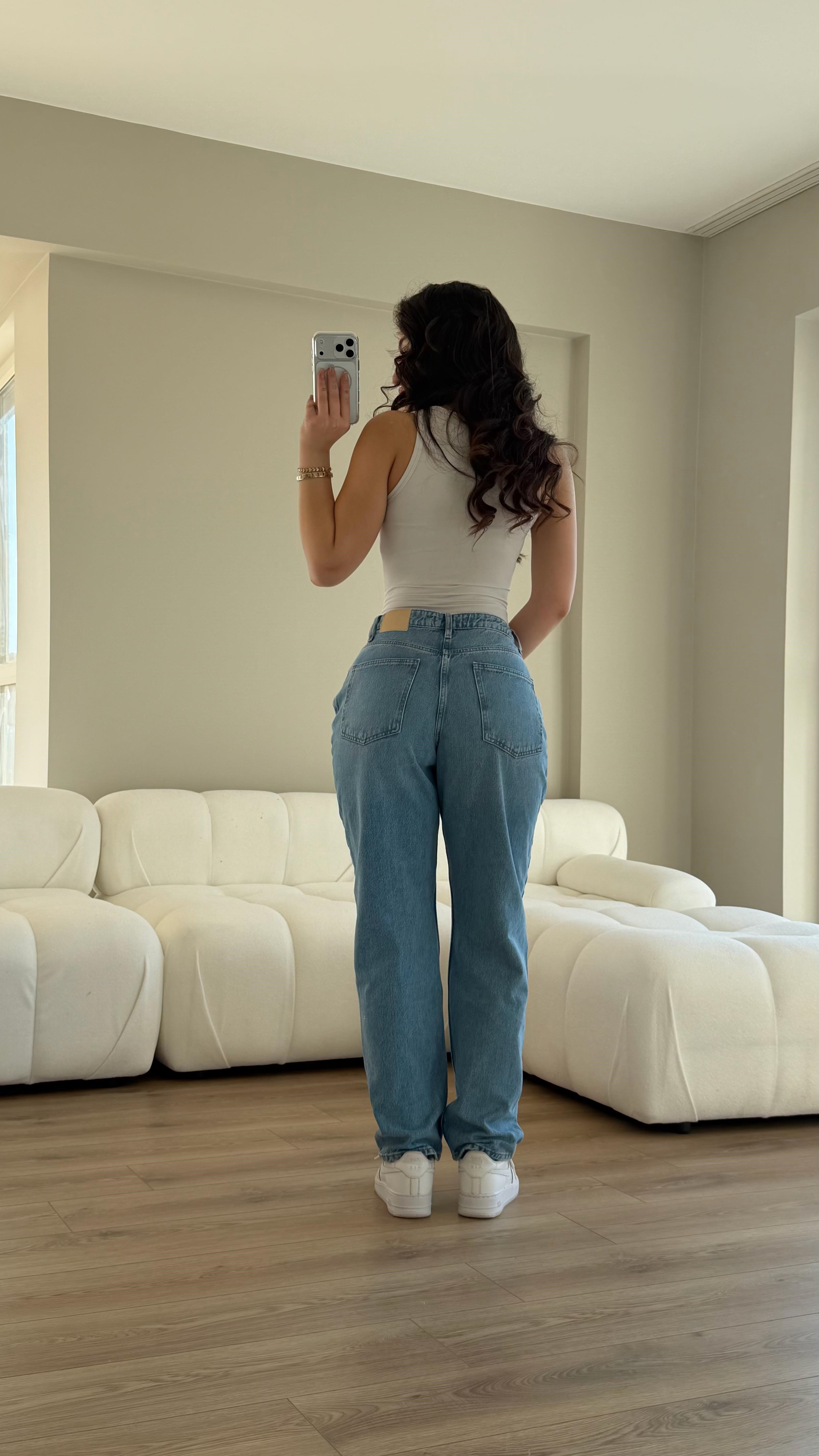 Nadia Açık Mavi Mom Jean 