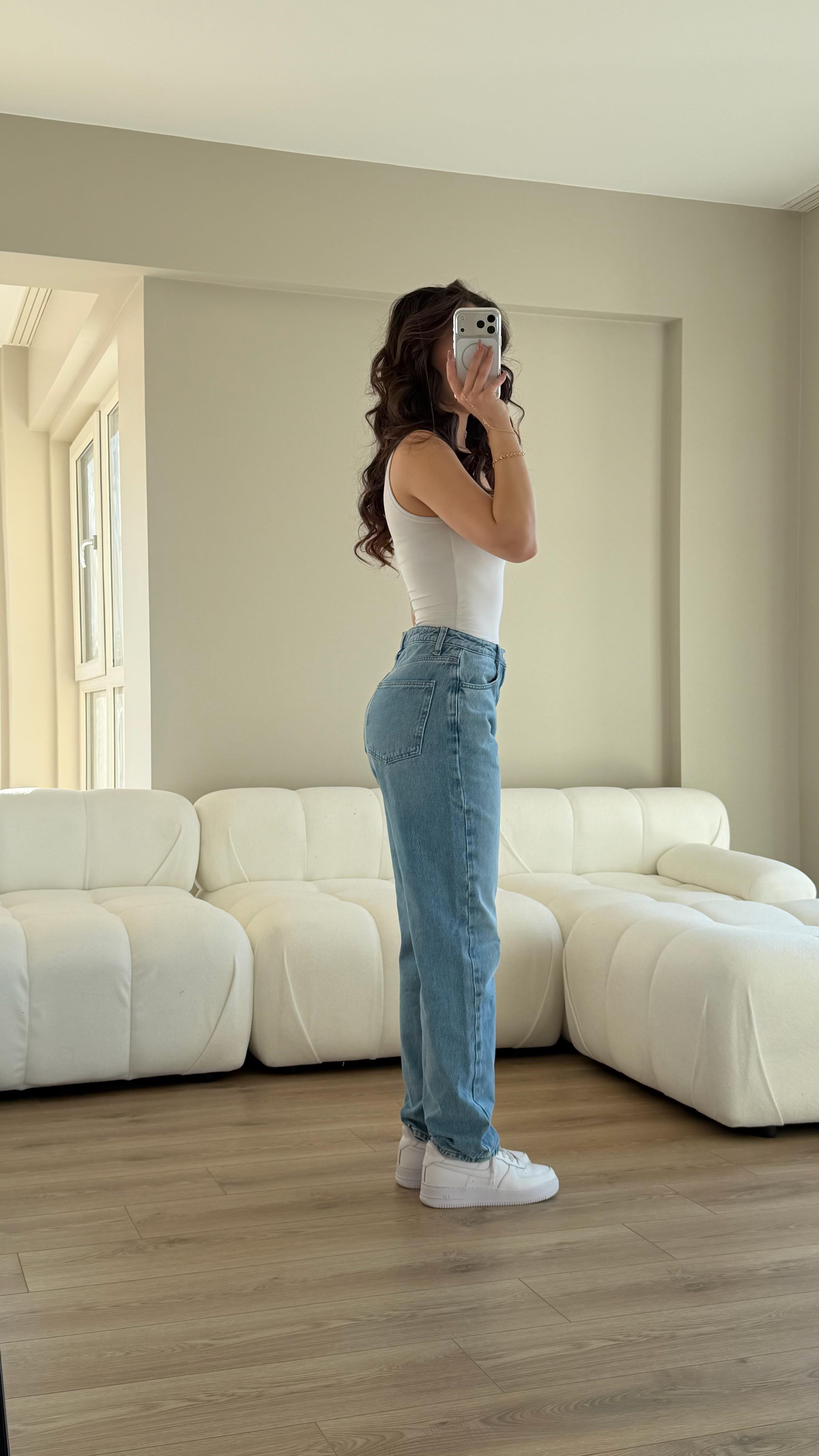 Nadia Açık Mavi Mom Jean 