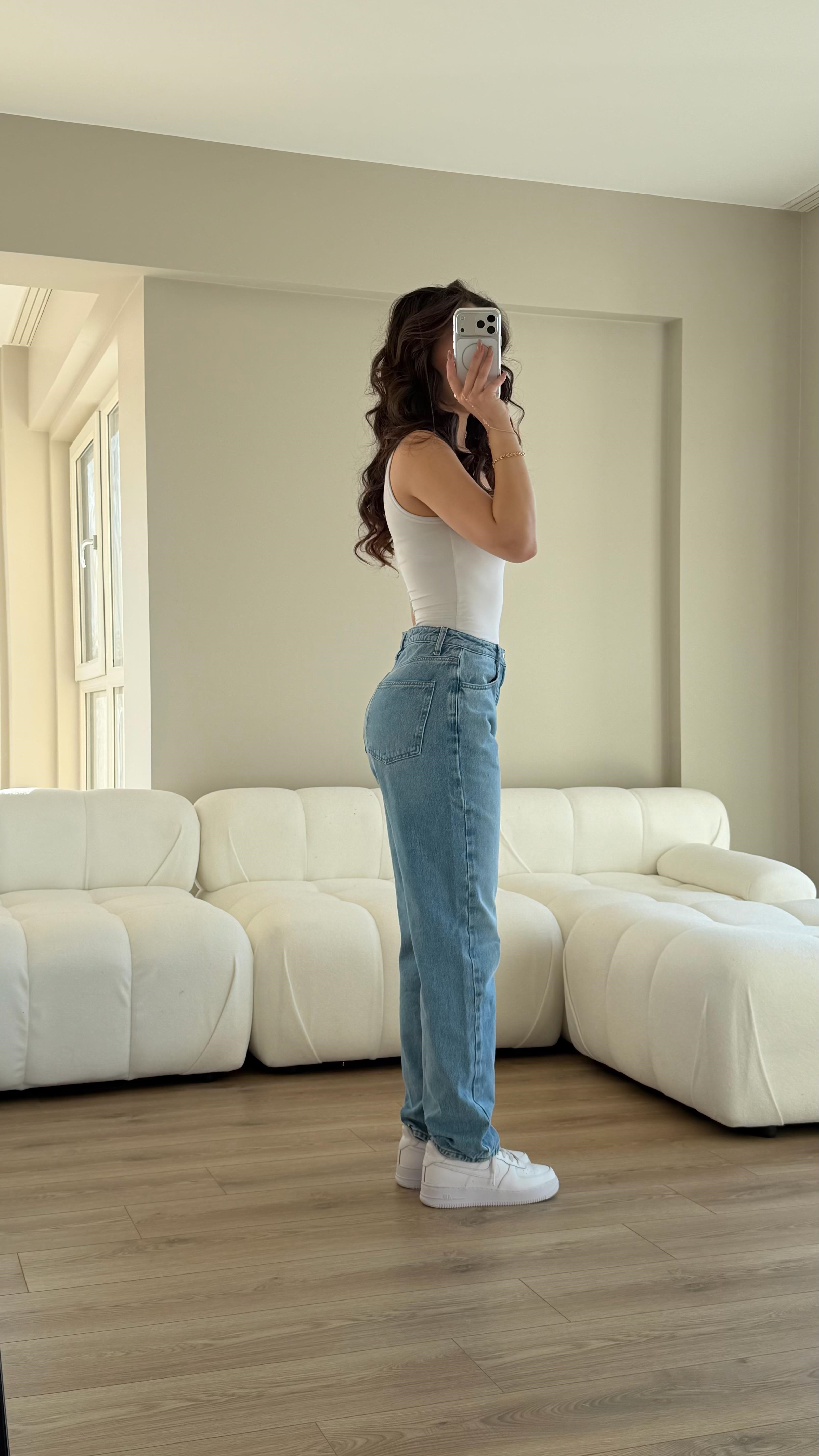 Nadia Açık Mavi Mom Jean 