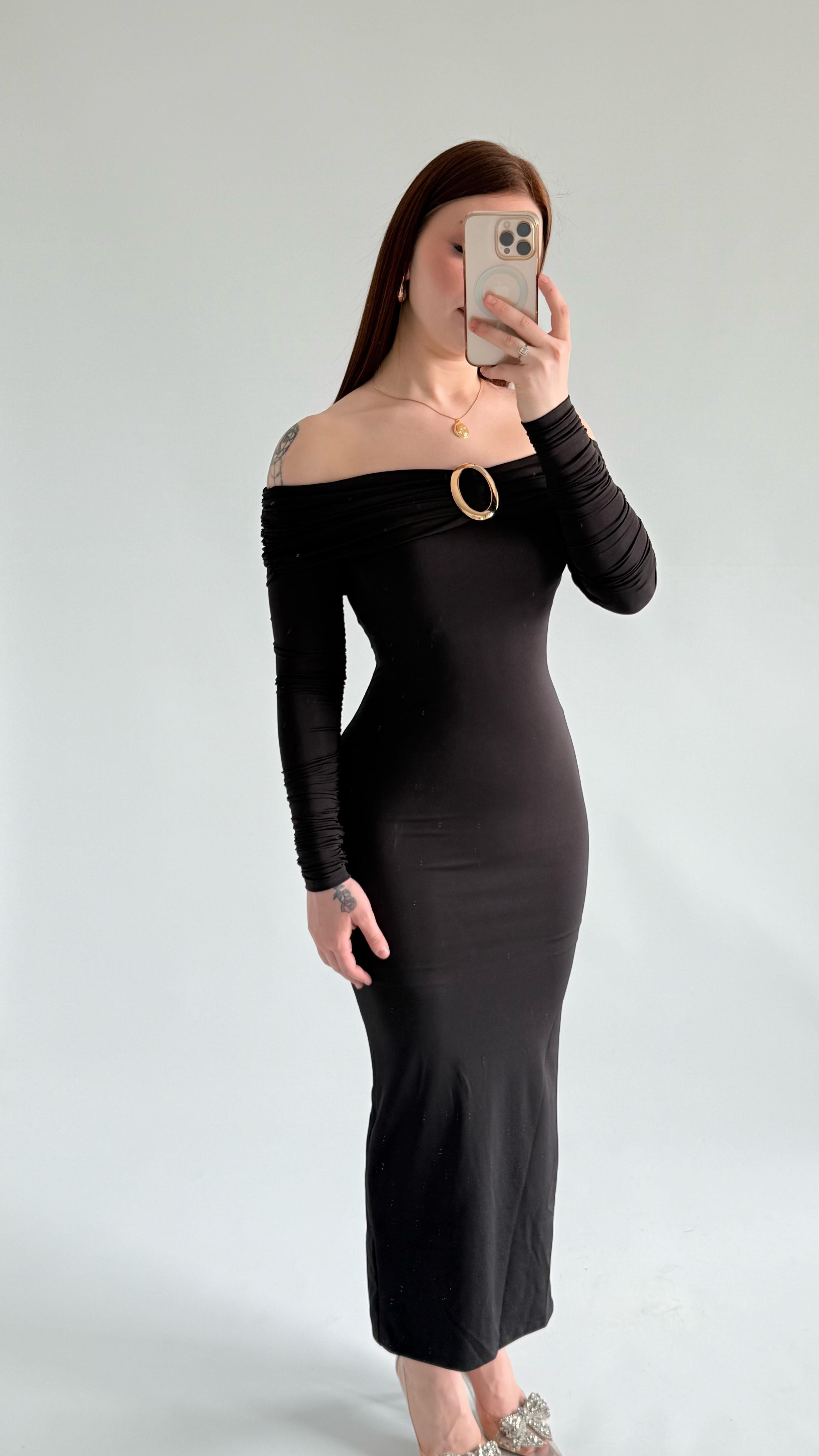 Olimpus Maxi Elbise Siyah