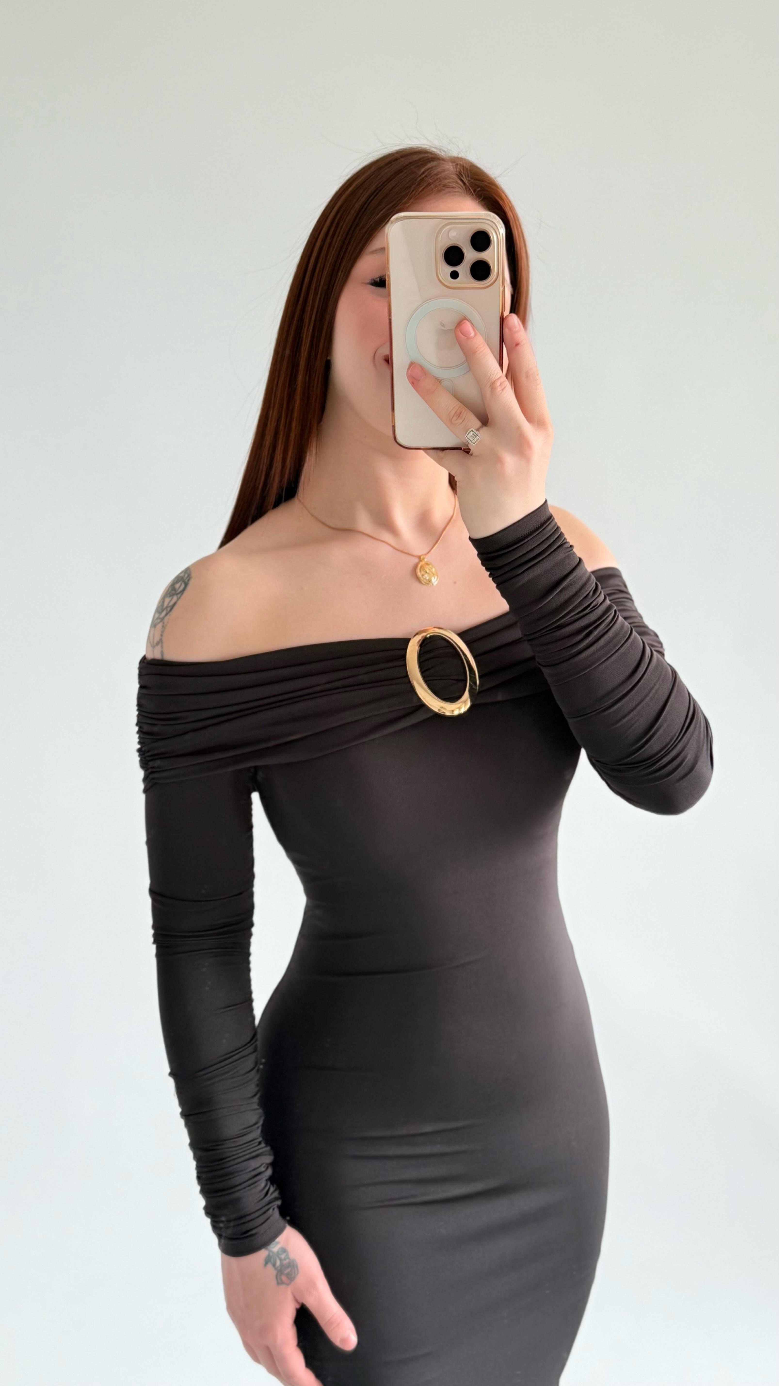 Olimpus Maxi Elbise Siyah