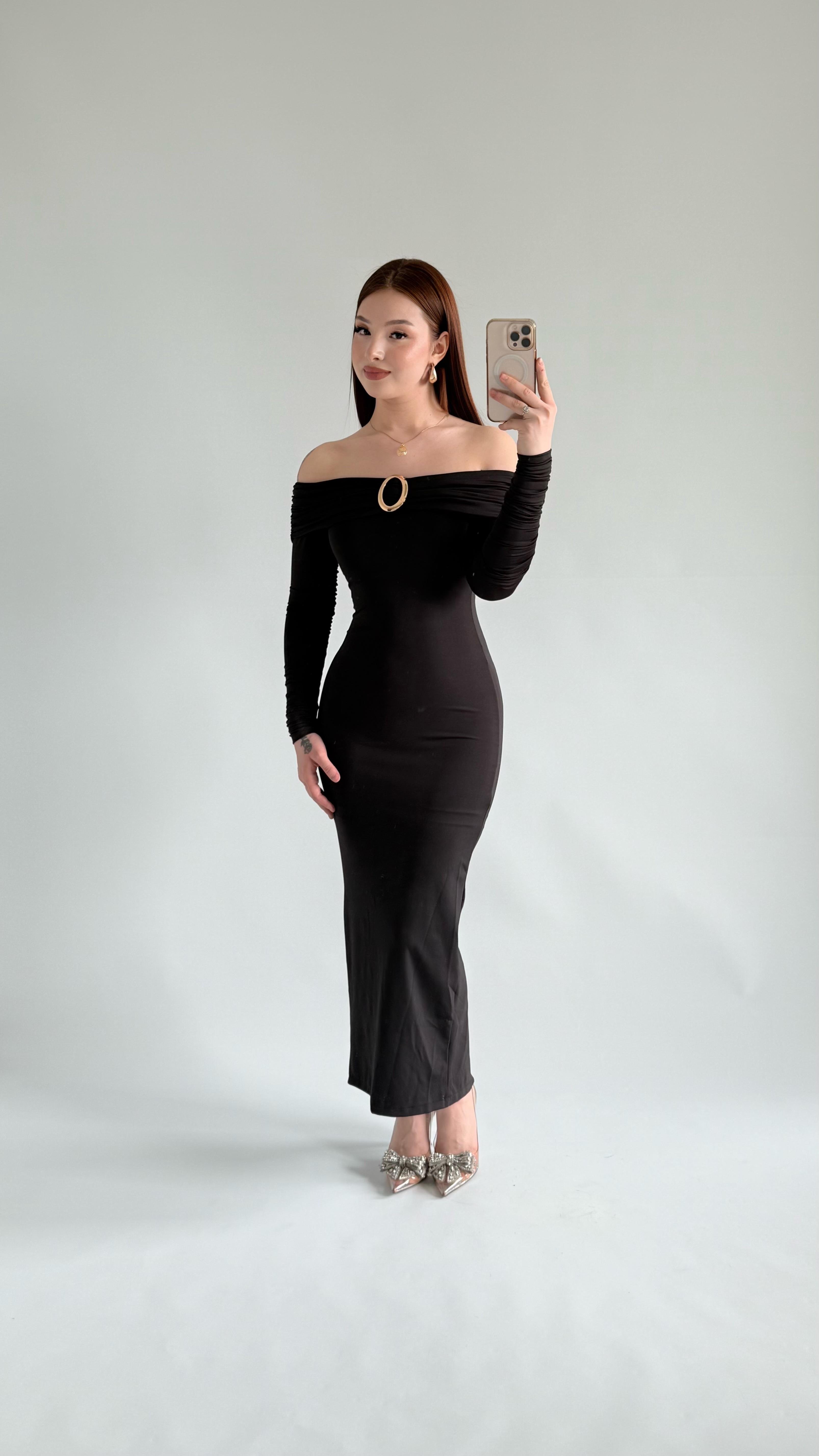 Olimpus Maxi Elbise Siyah