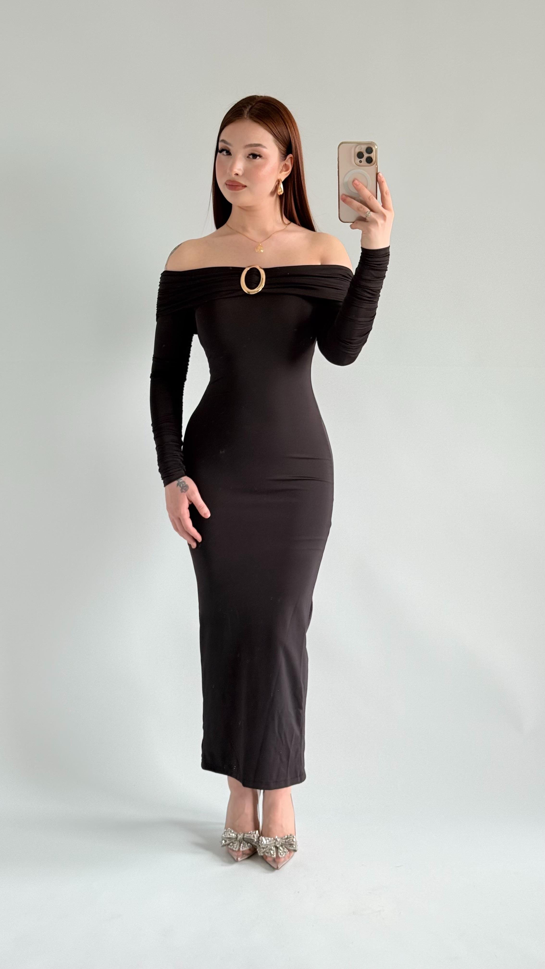 Olimpus Maxi Elbise Siyah