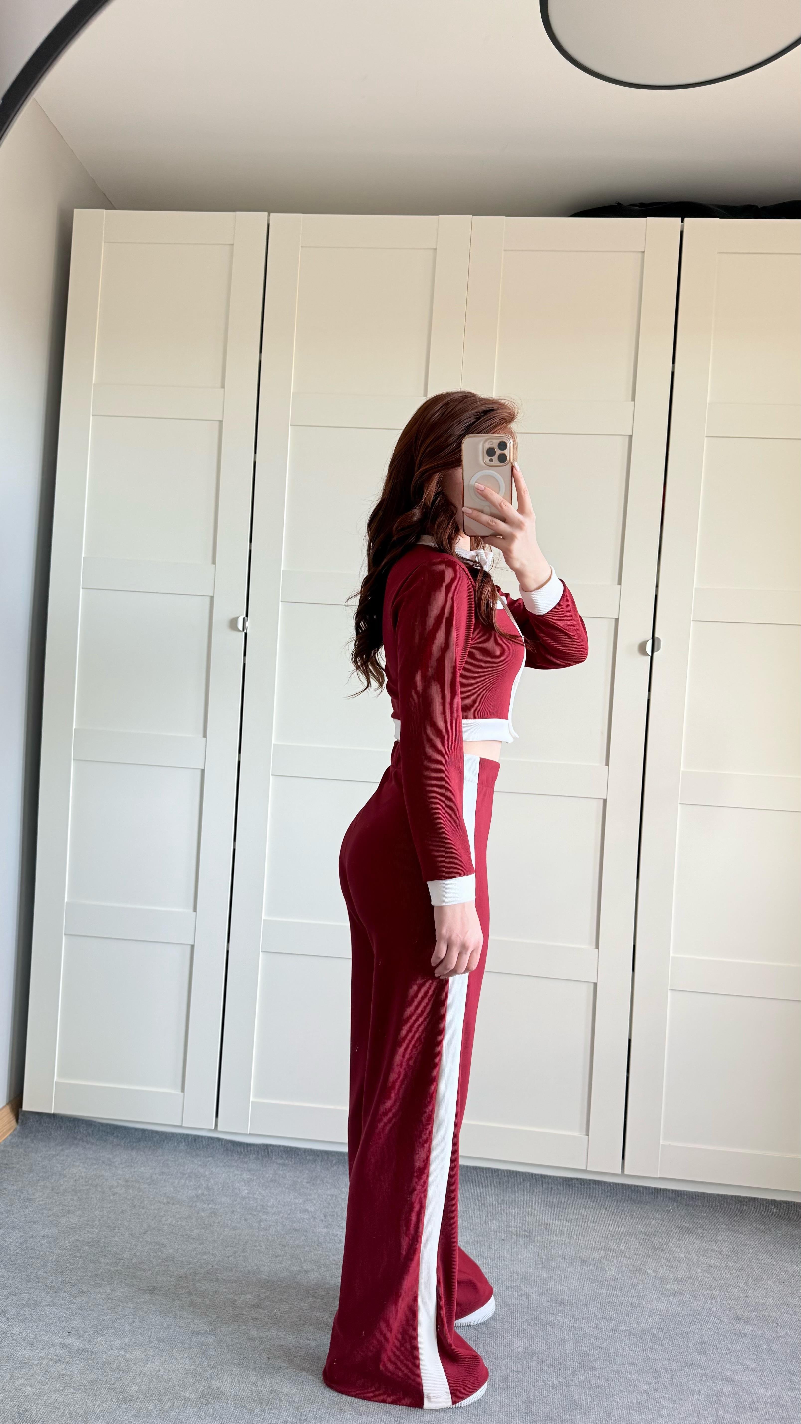 Ottoman Garnili Düğmeli Takım Bordo