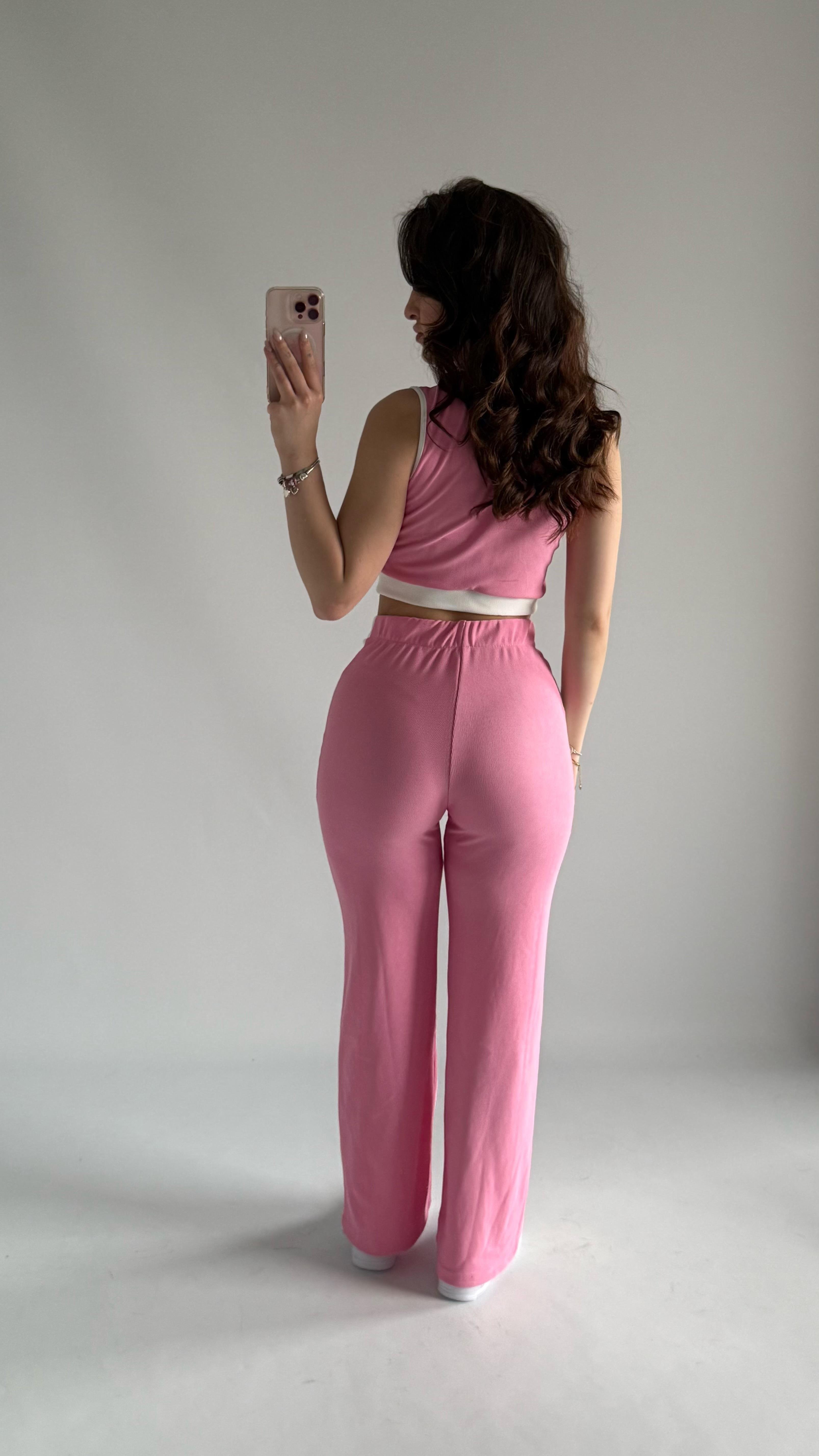 Ottoman Sıfır Kol Takım Pembe