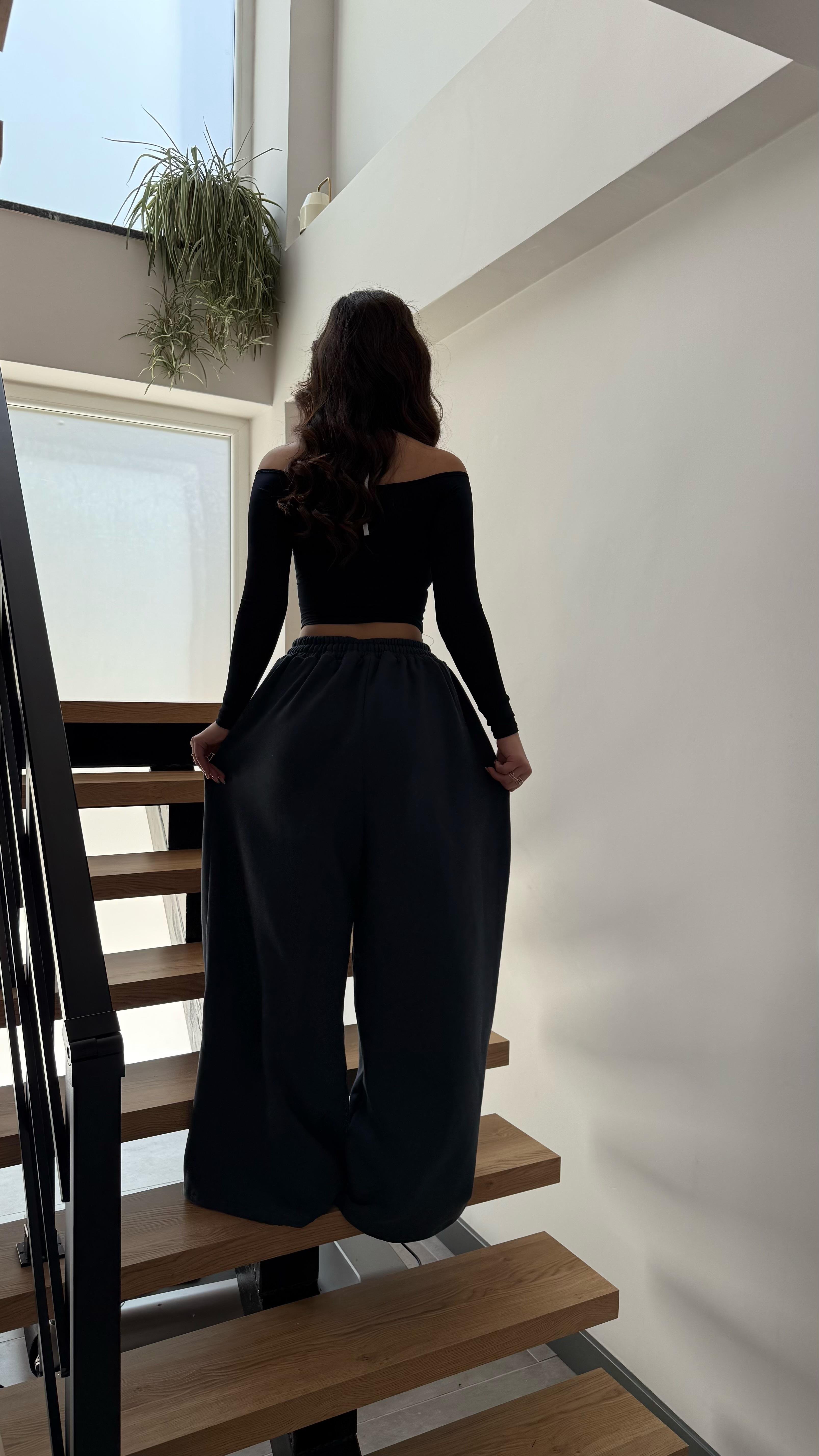 Oversize Baggy İçi Polarlı Eşofman İndigo