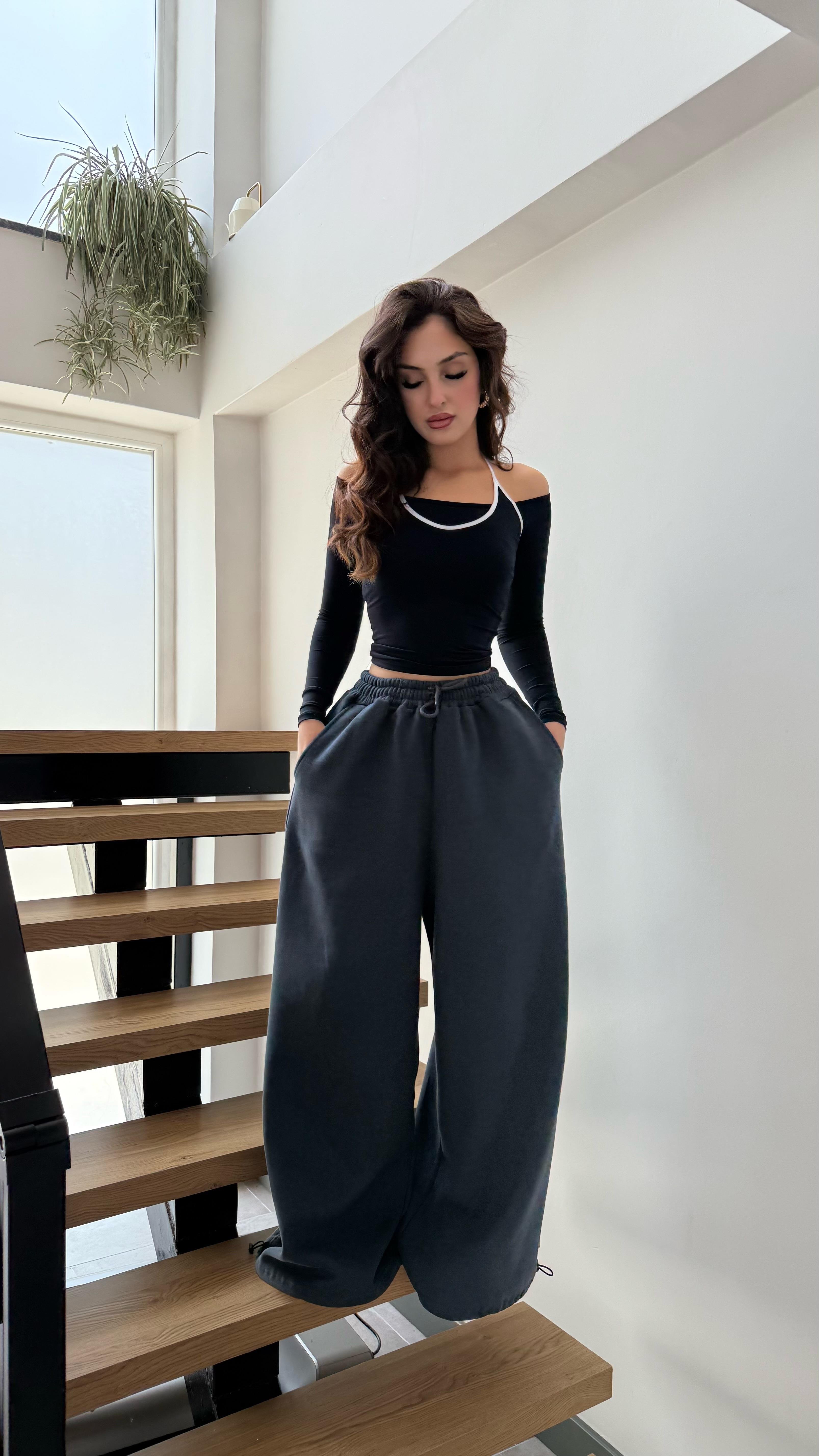 Oversize Baggy İçi Polarlı Eşofman İndigo