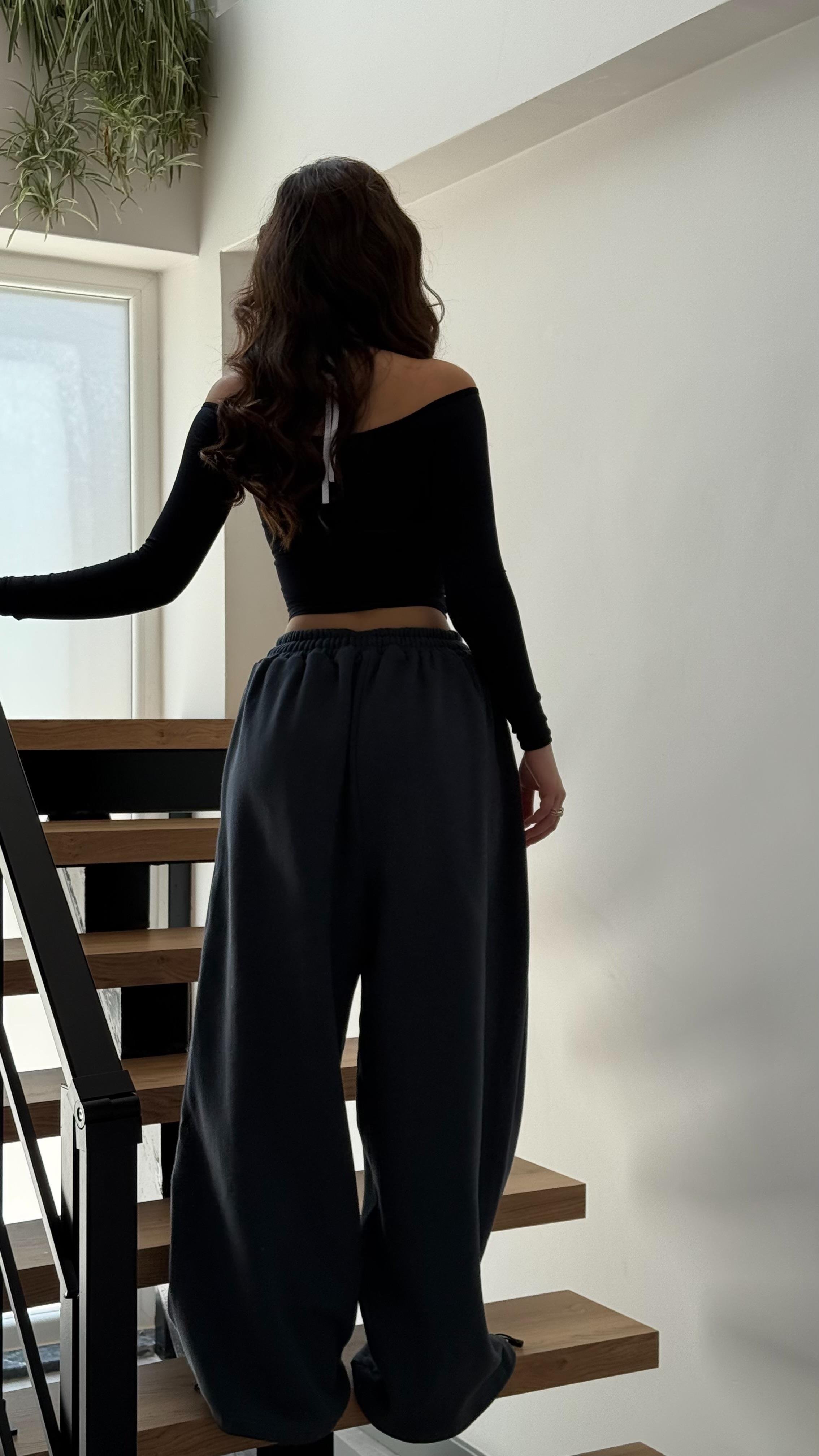 Oversize Baggy İçi Polarlı Eşofman İndigo