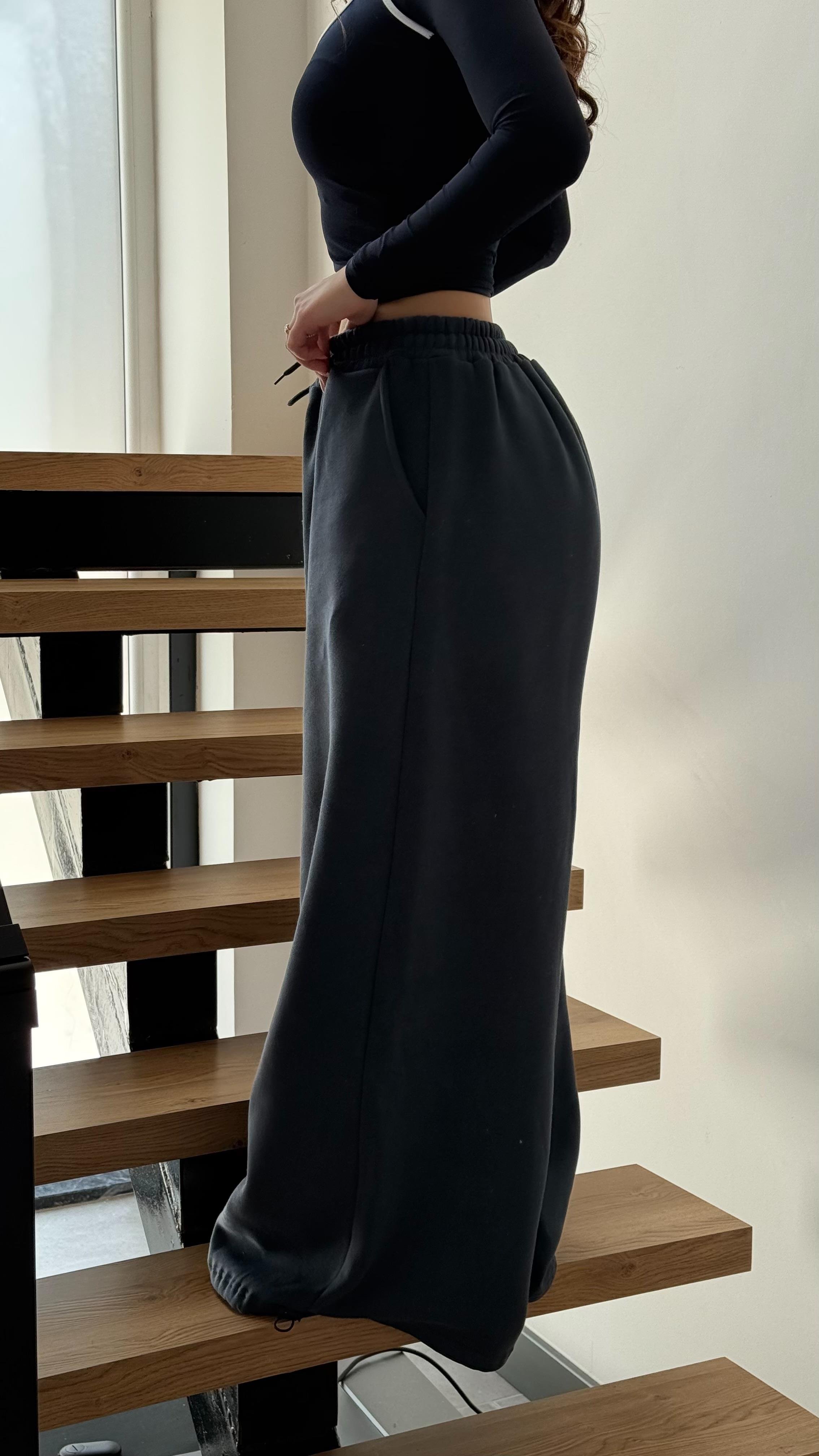 Oversize Baggy İçi Polarlı Eşofman İndigo