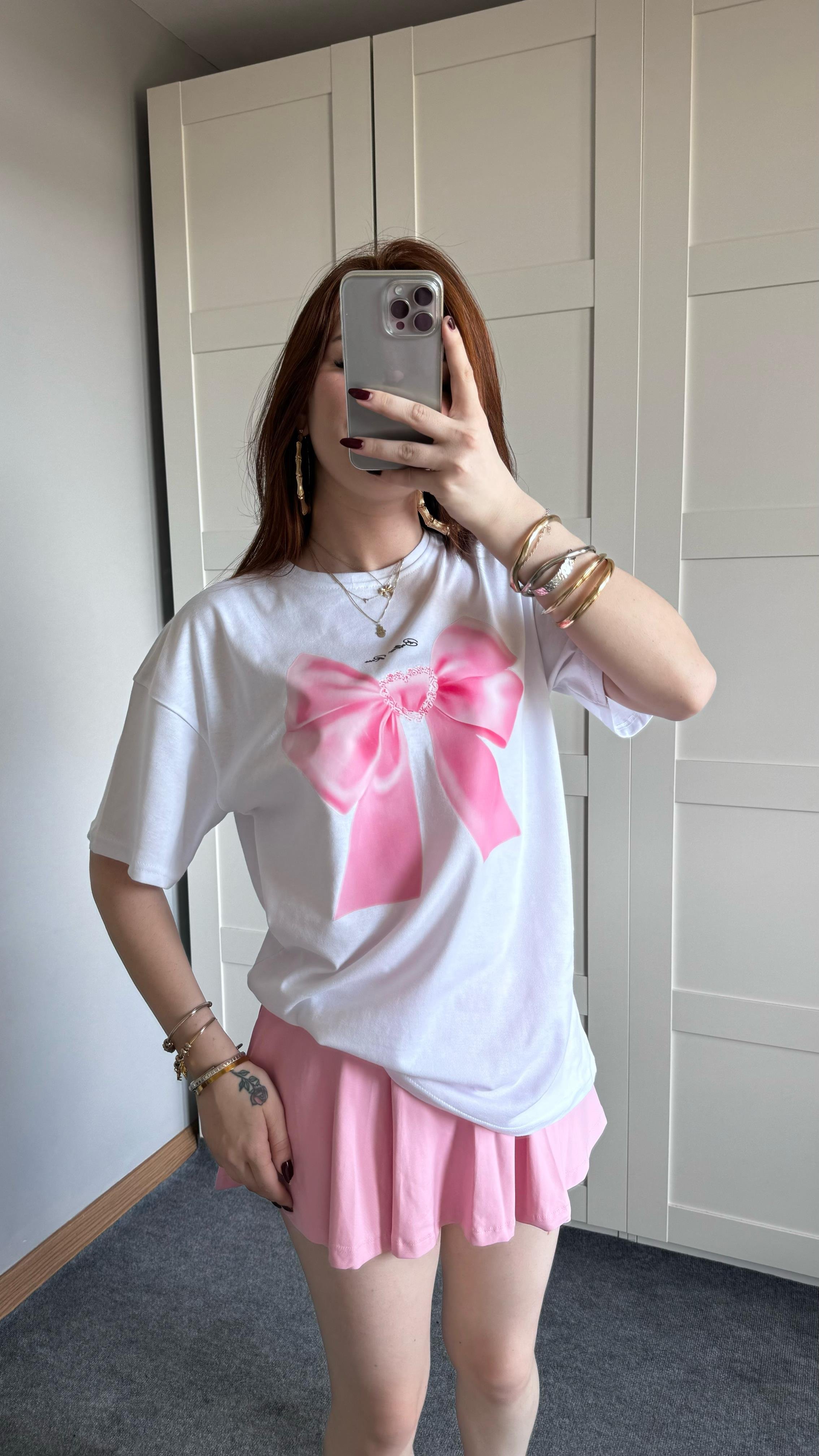 Oversize Beyaz Zeybik Tişört 