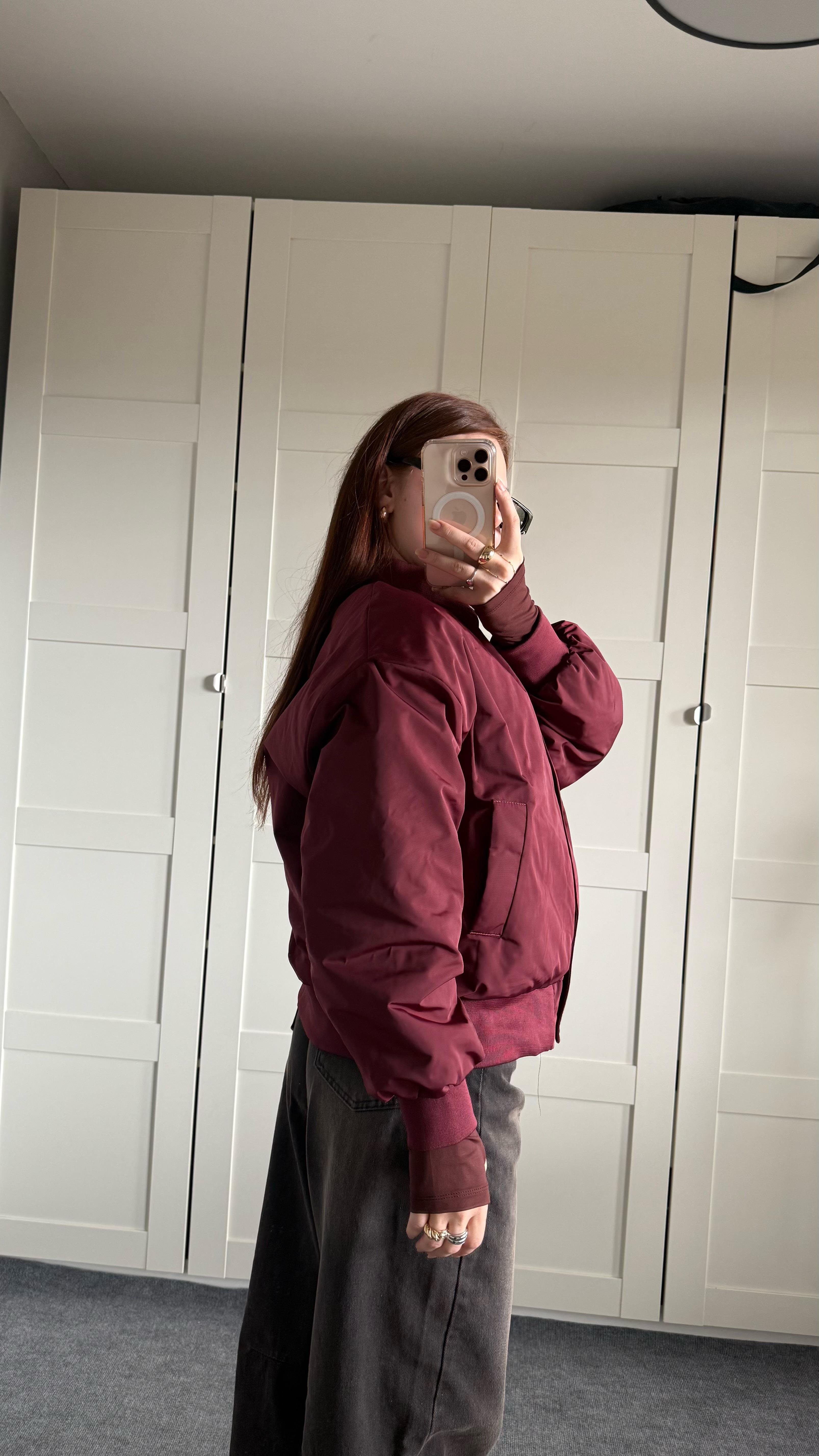 Oversize Bomber Ceket Bordo