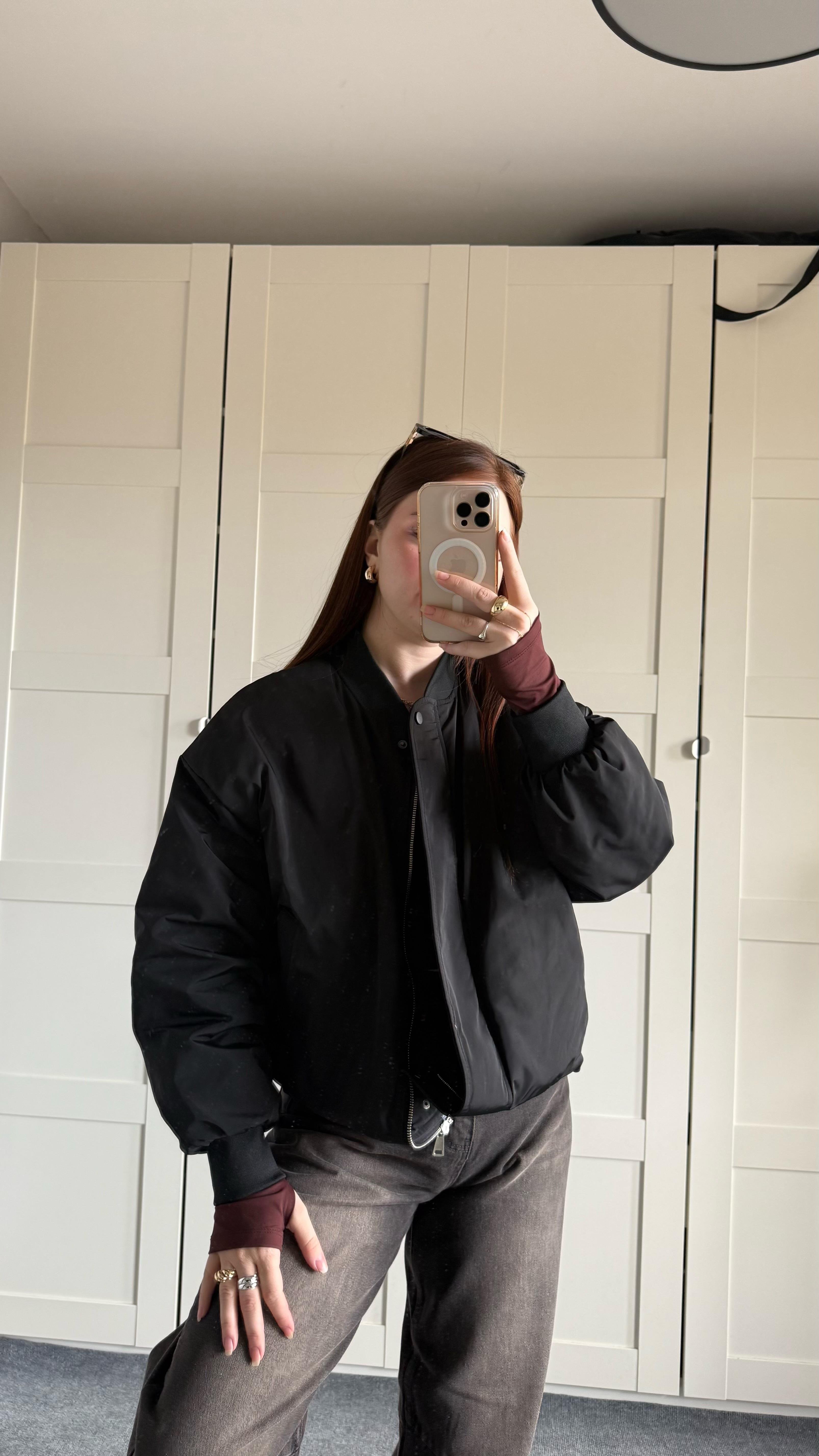 Oversize Bomber Ceket Siyah
