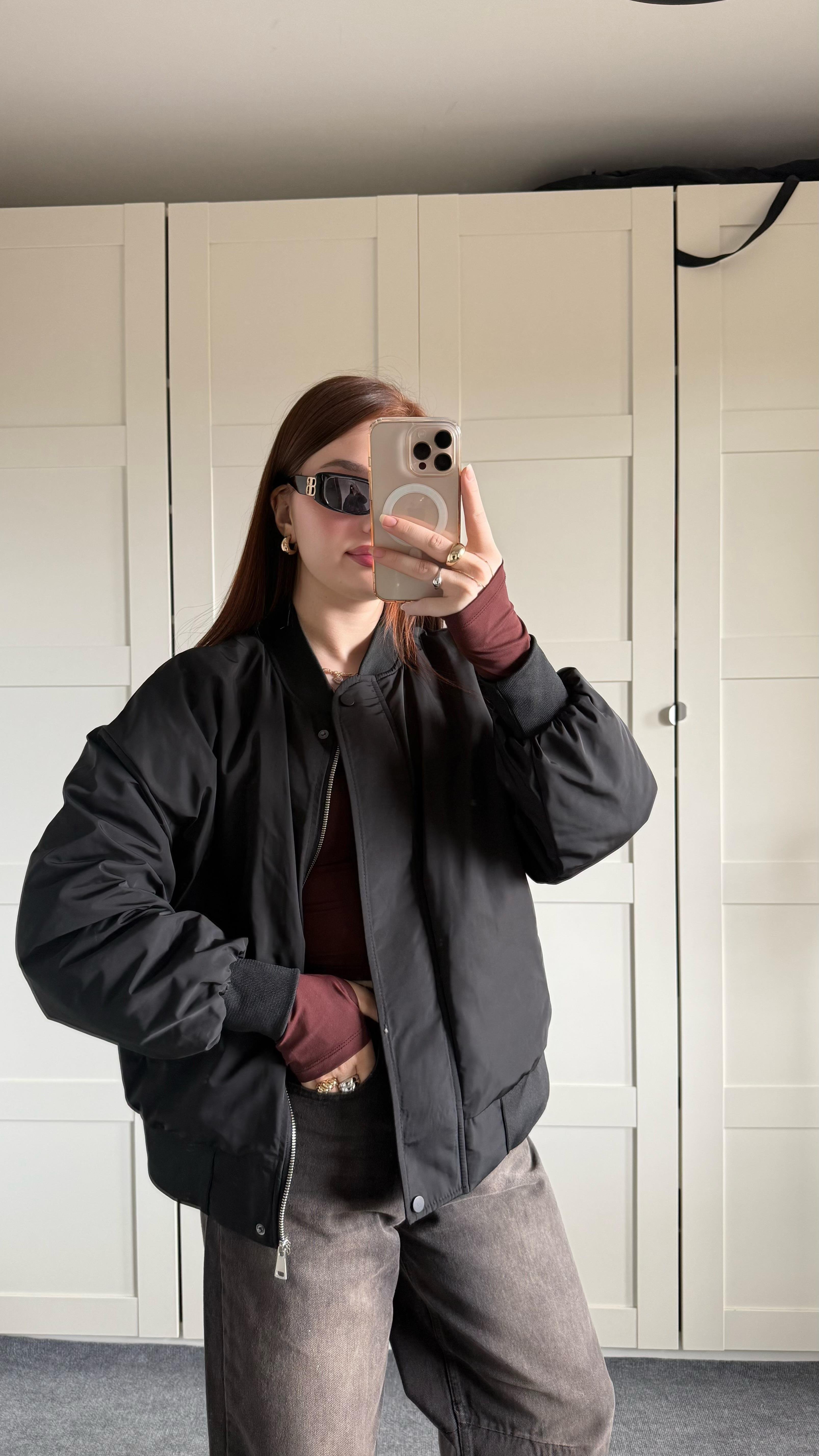 Oversize Bomber Ceket Siyah