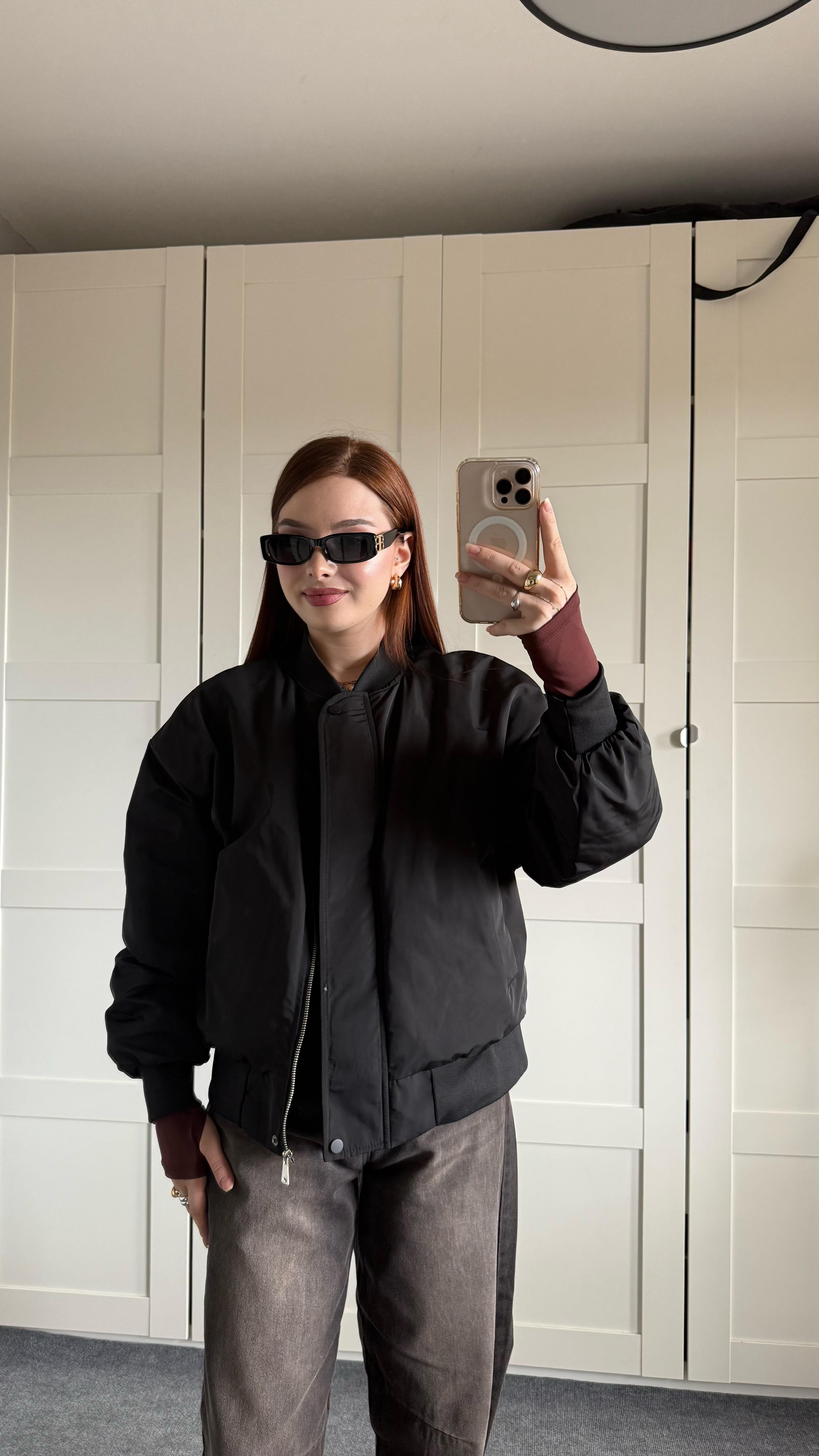 Oversize Bomber Ceket Siyah