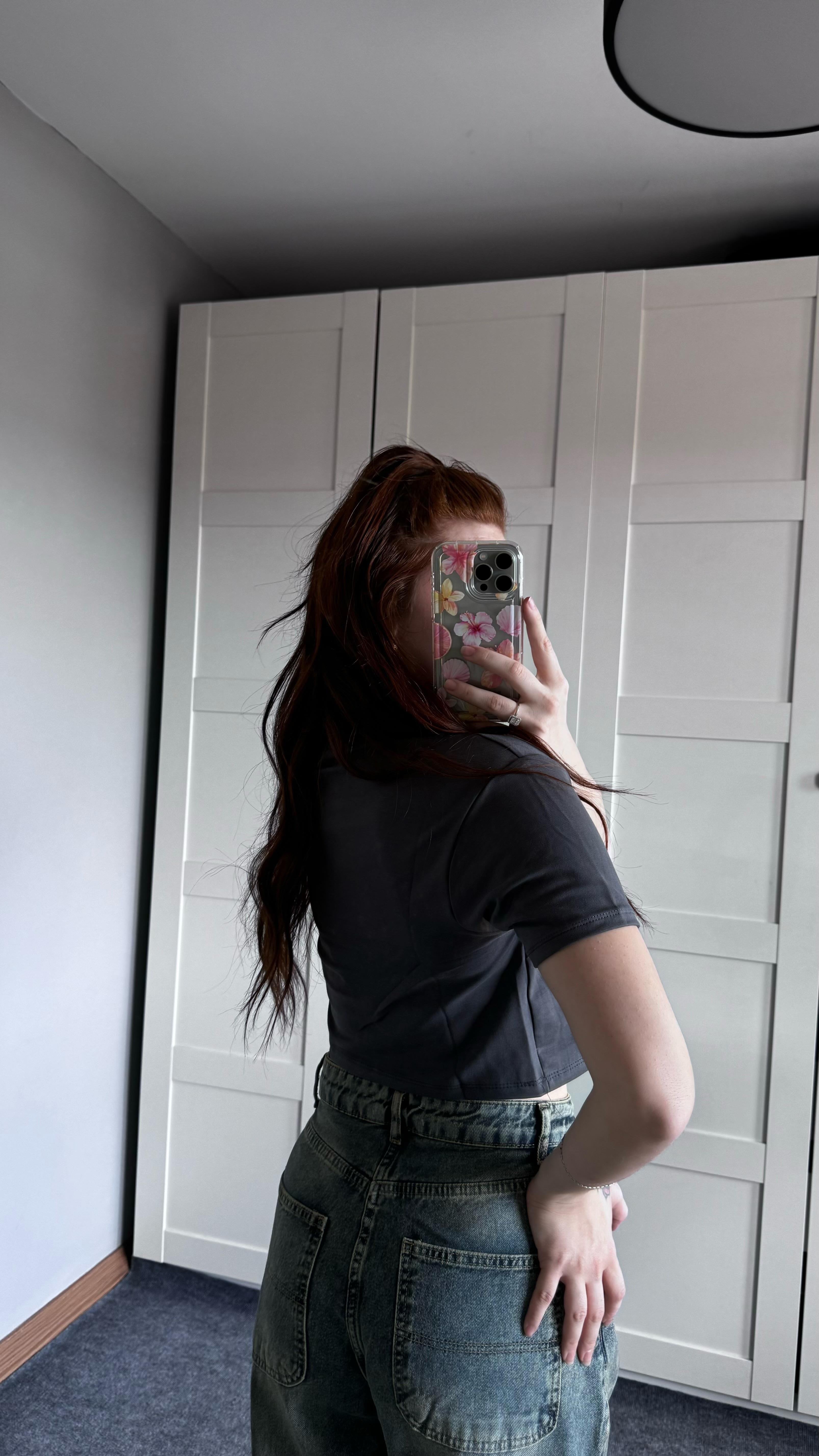 Oversize Crop Tişört Antrasit