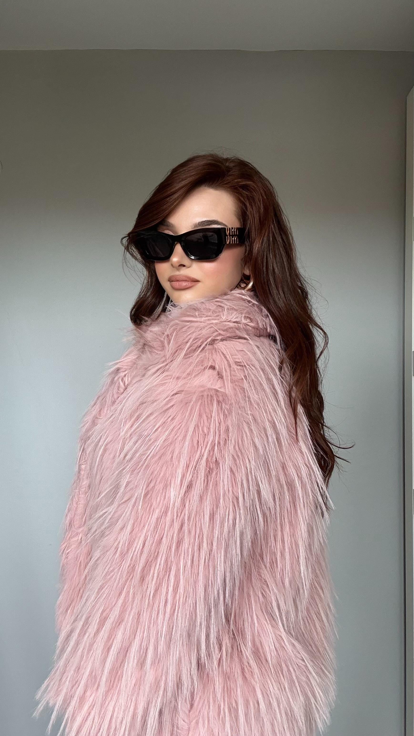 Oversize Lüx Pembe Kürk