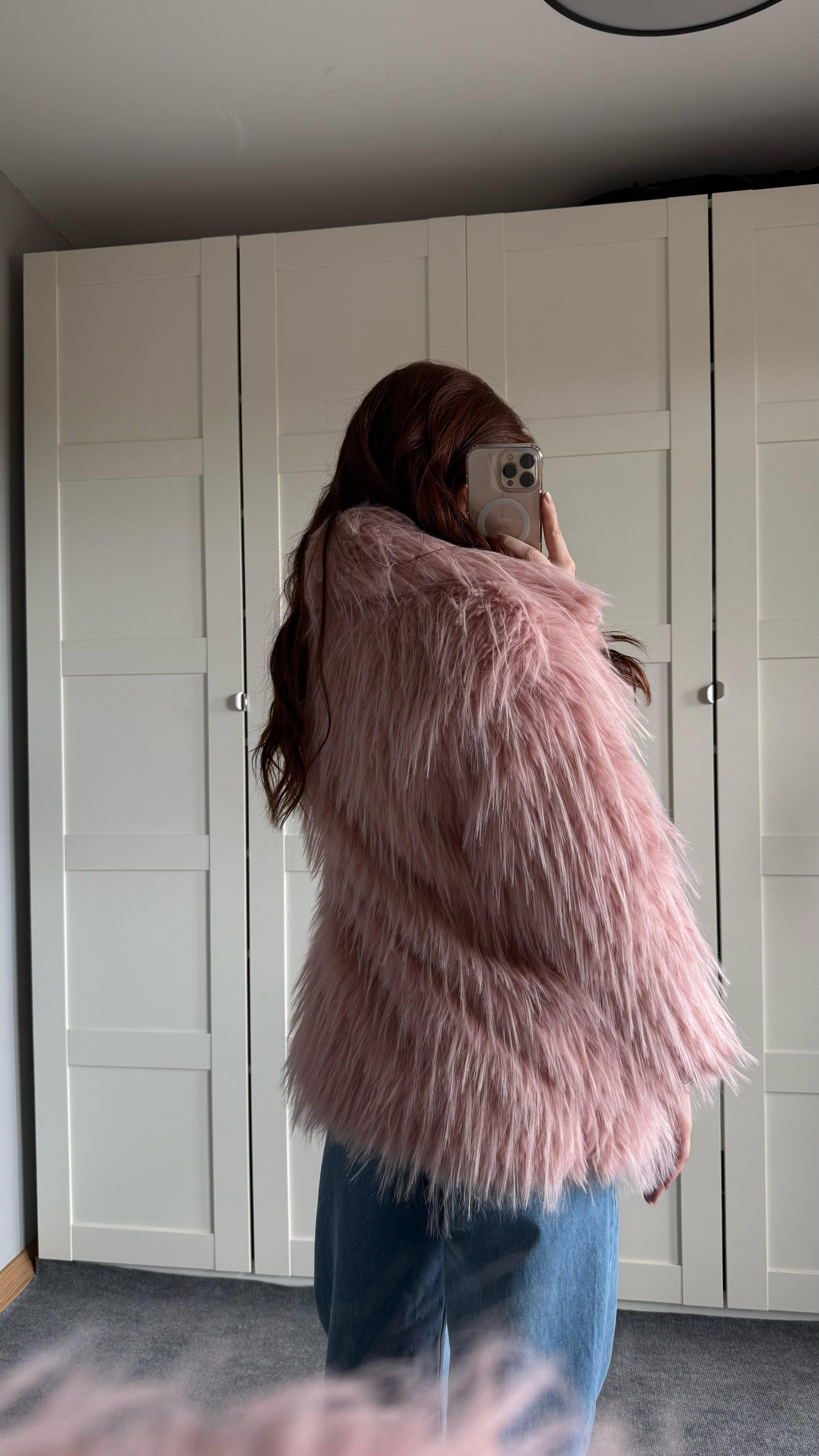 Oversize Lüx Pembe Kürk