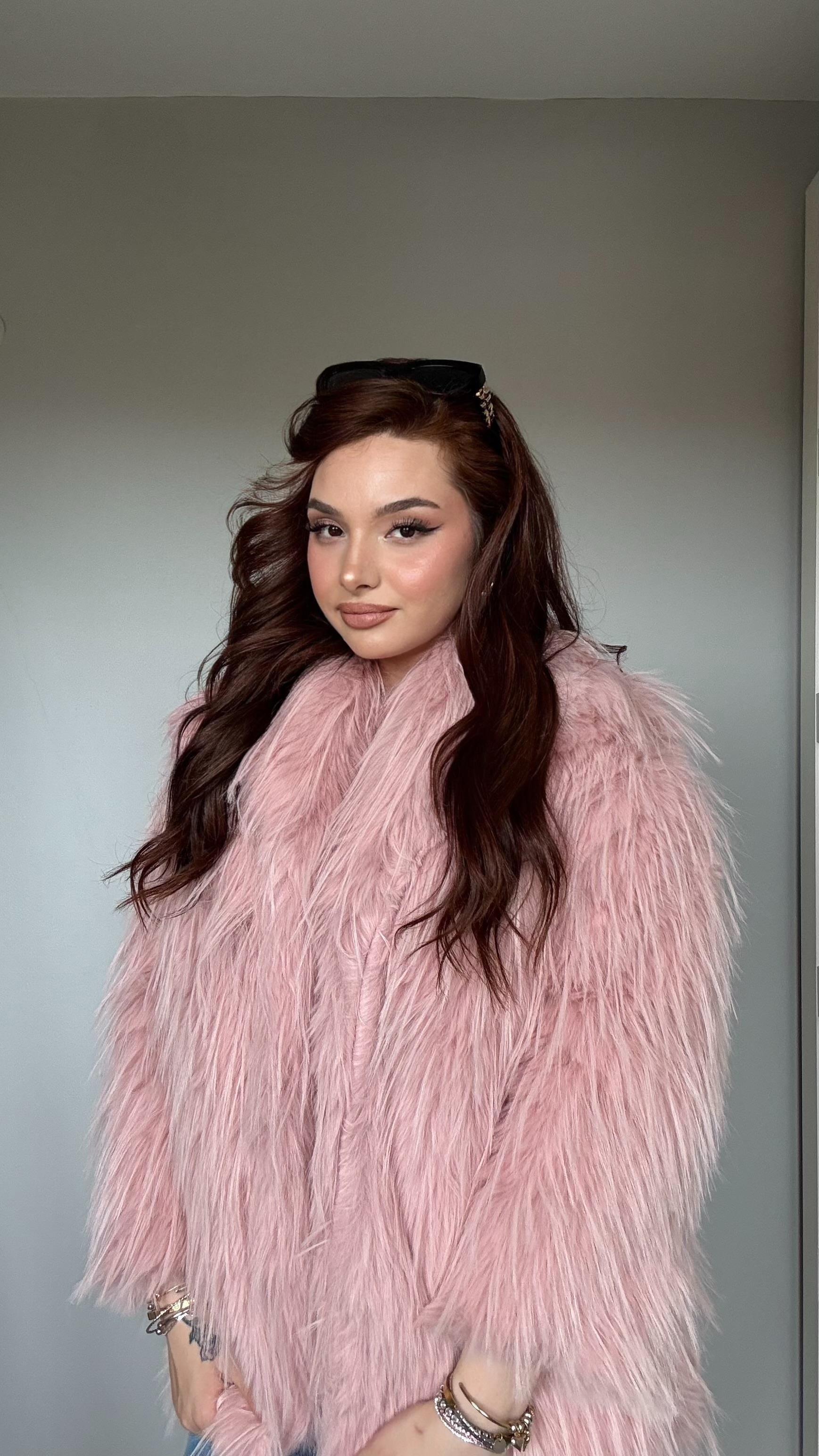 Oversize Lüx Pembe Kürk