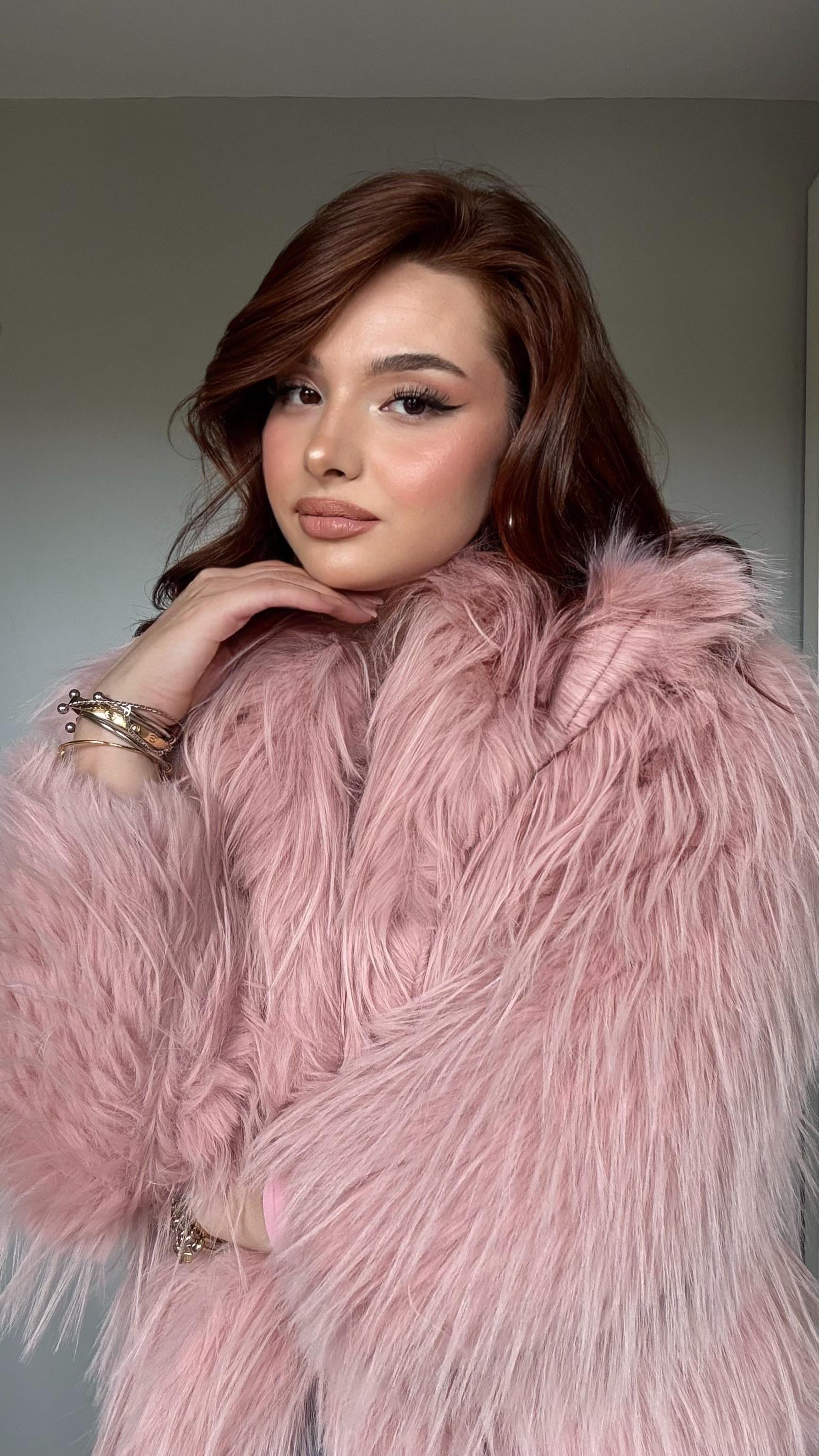 Oversize Lüx Pembe Kürk