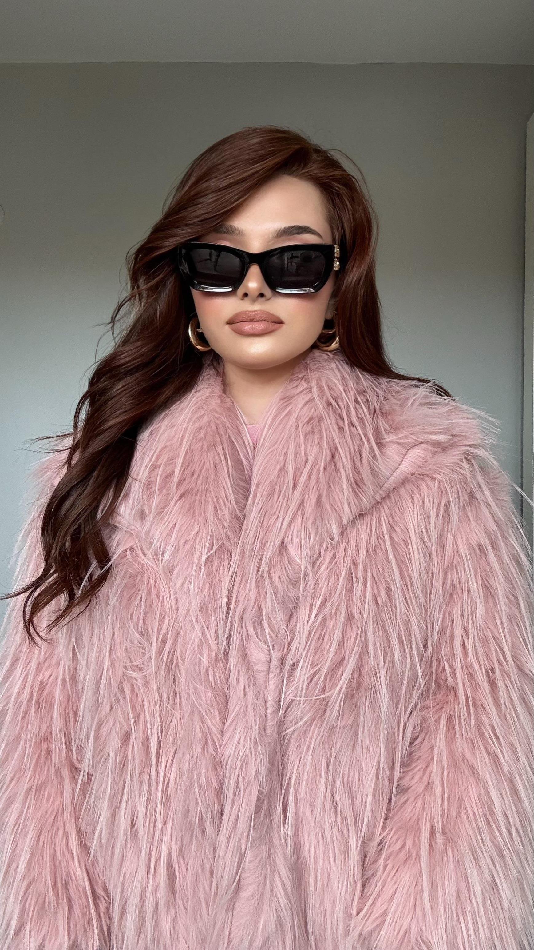 Oversize Lüx Pembe Kürk