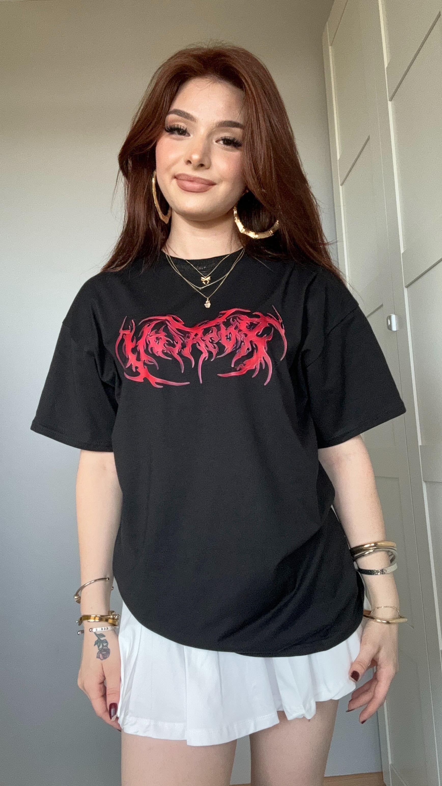 Oversize Siyah Dragon Tişört 