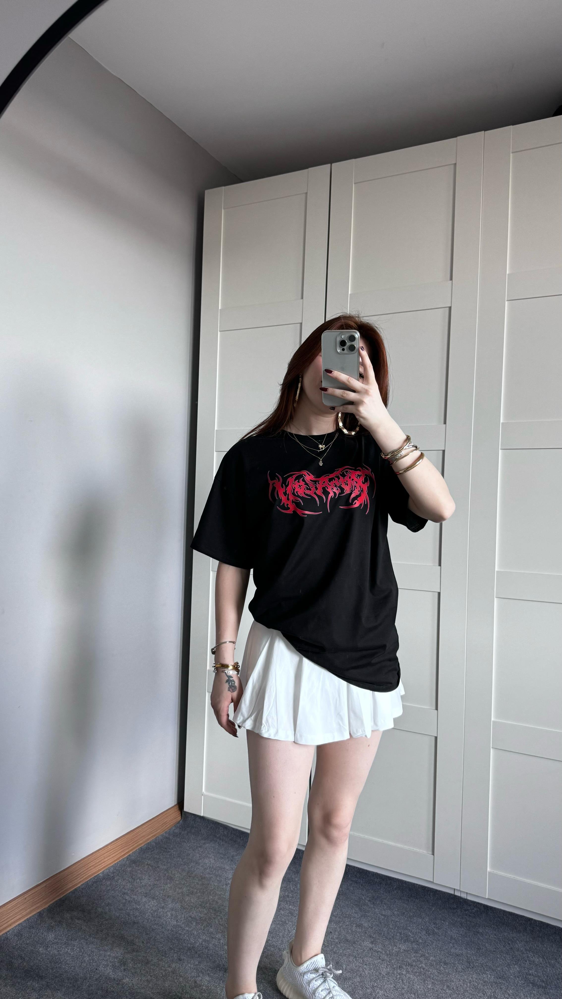 Oversize Siyah Dragon Tişört 