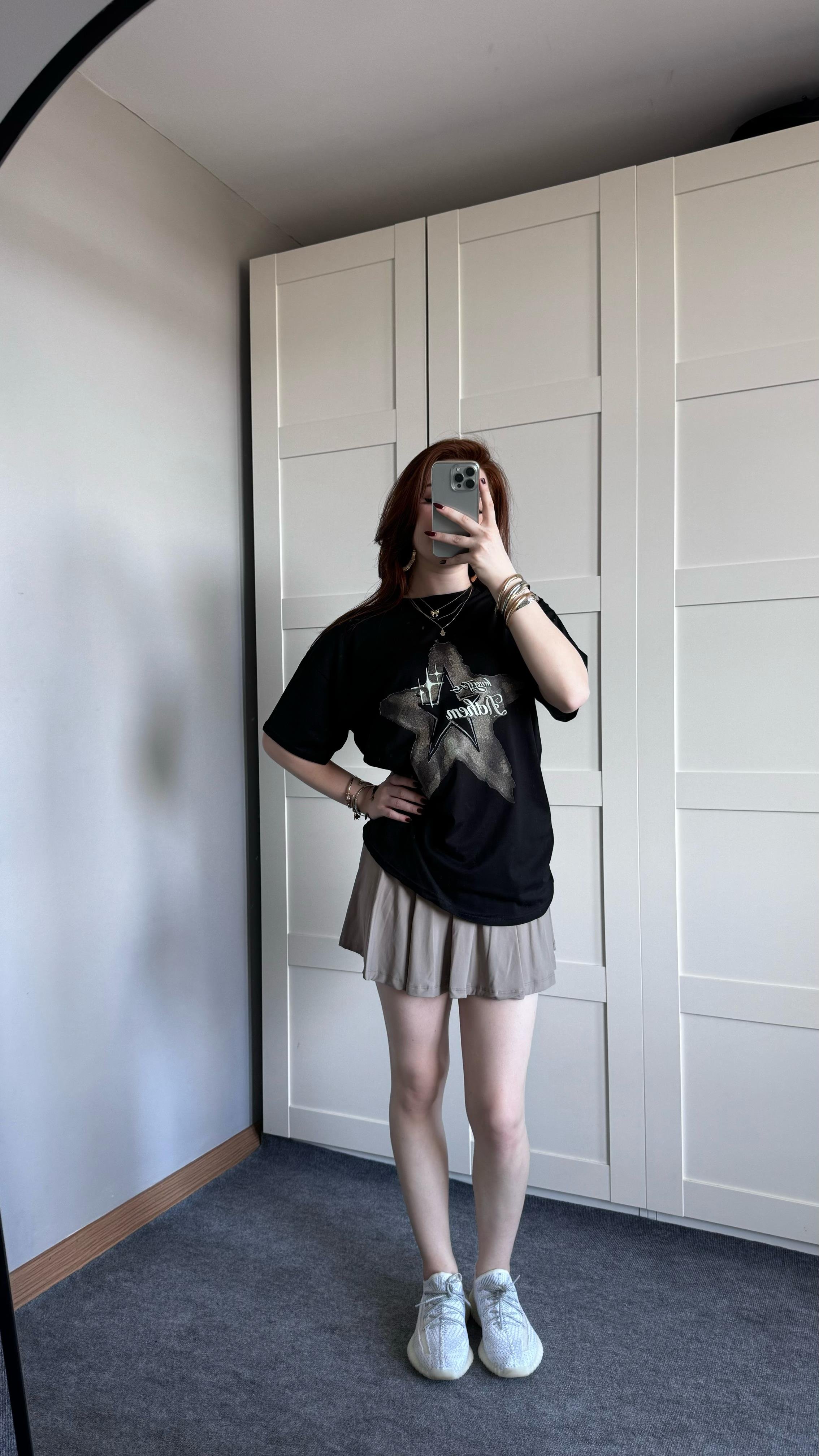 Oversize Star Siyah Tişört 