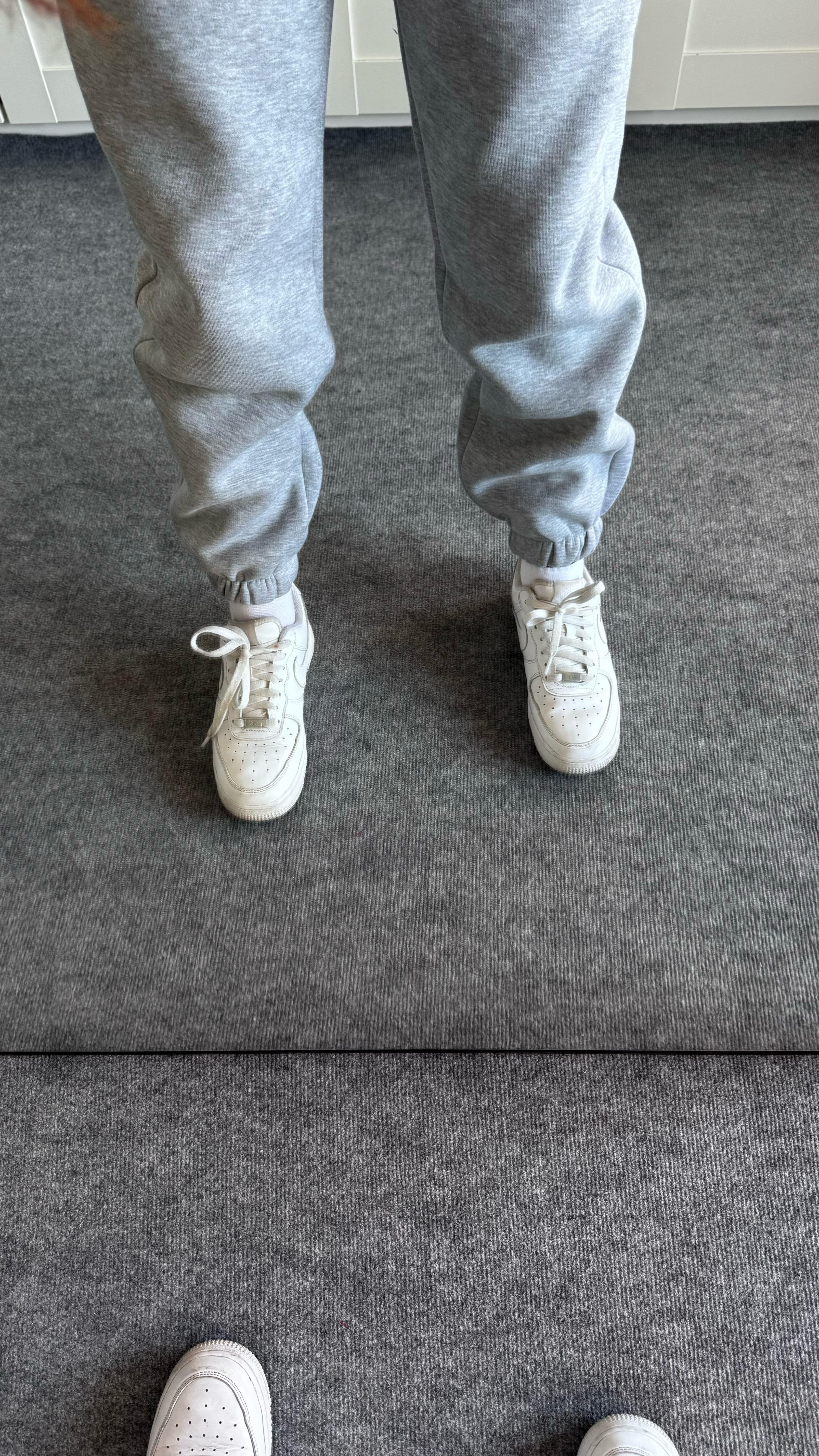 Oversize Yüksek Bel Şardonlu Eşofman Gri