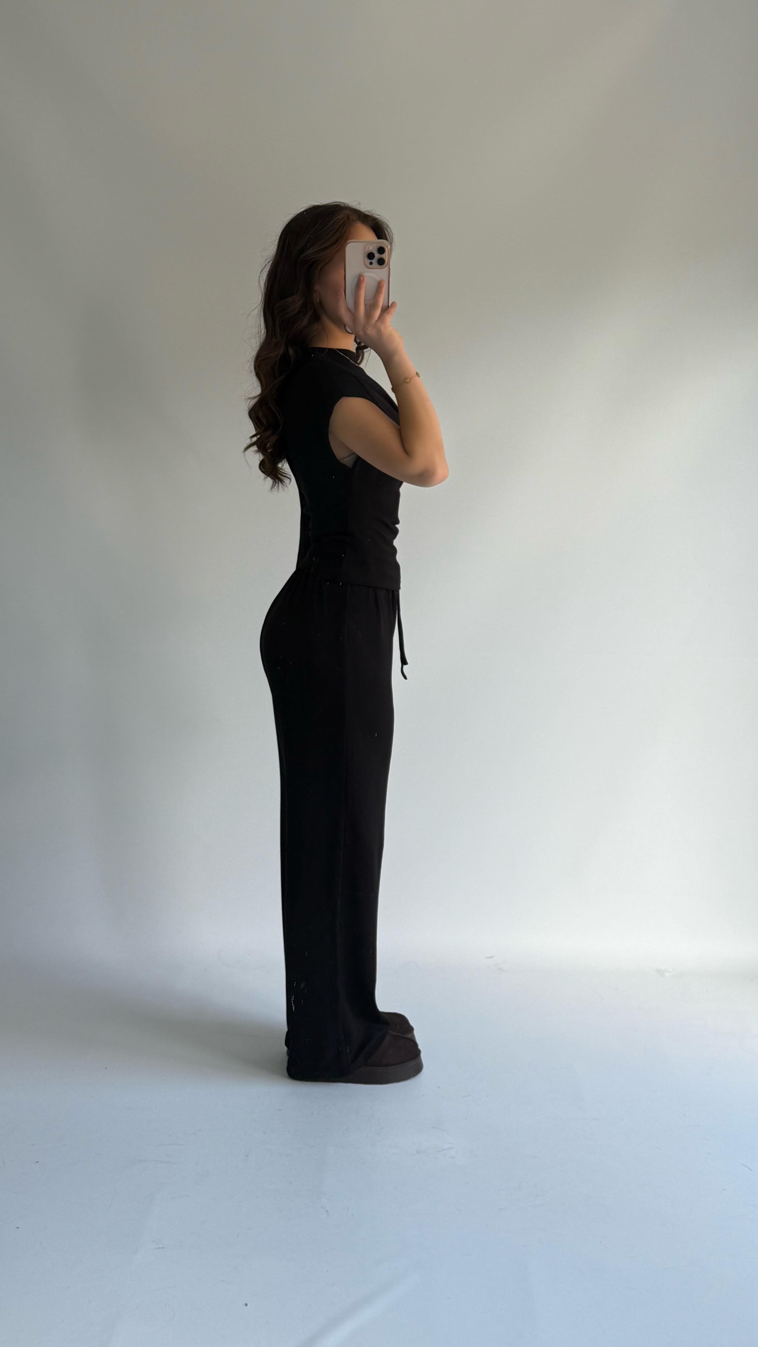 Oys. Modal Yarasa Kol Takım Siyah