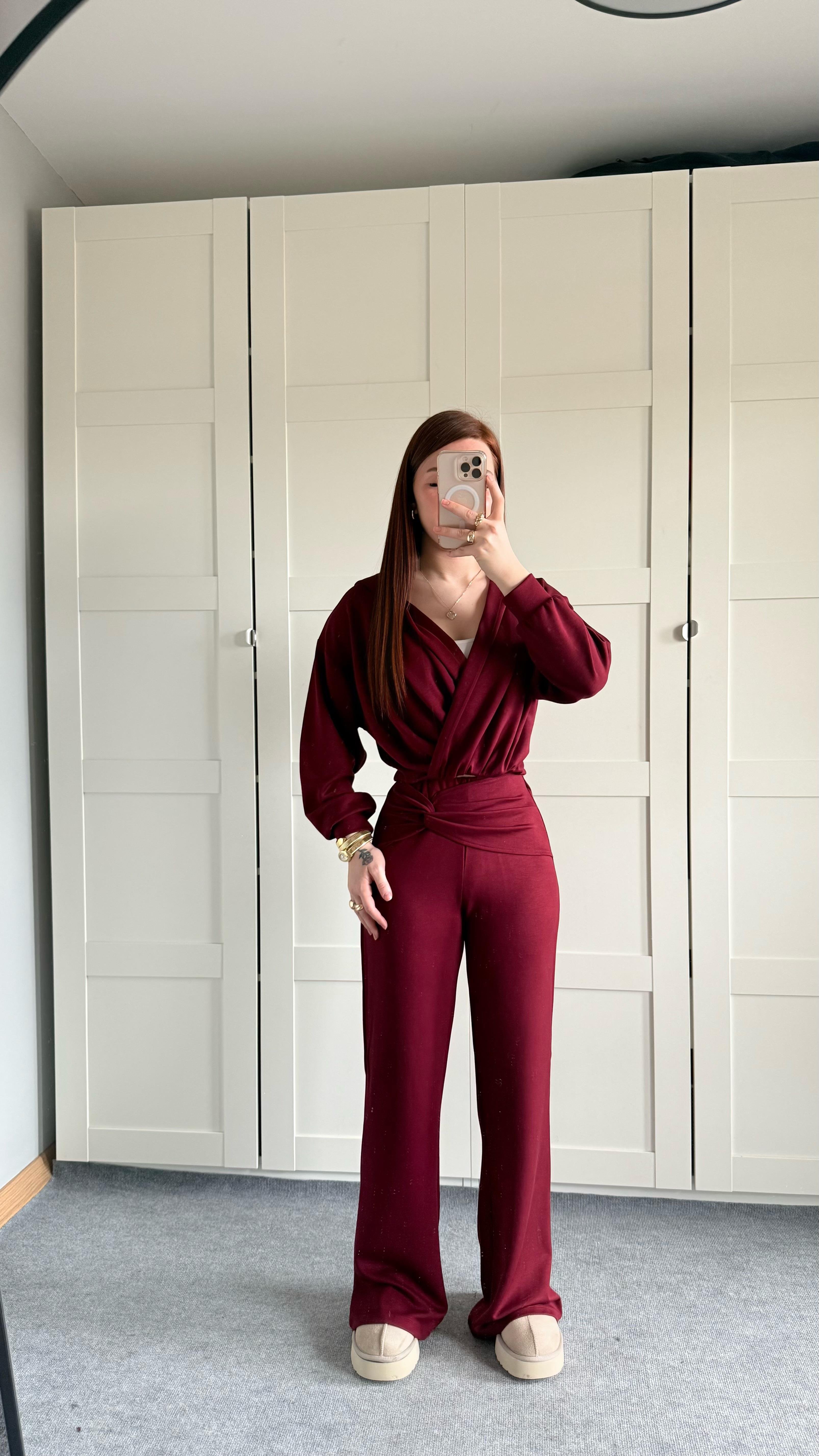 Oys. Kruvaze Modal Eşofman Takımı Bordo