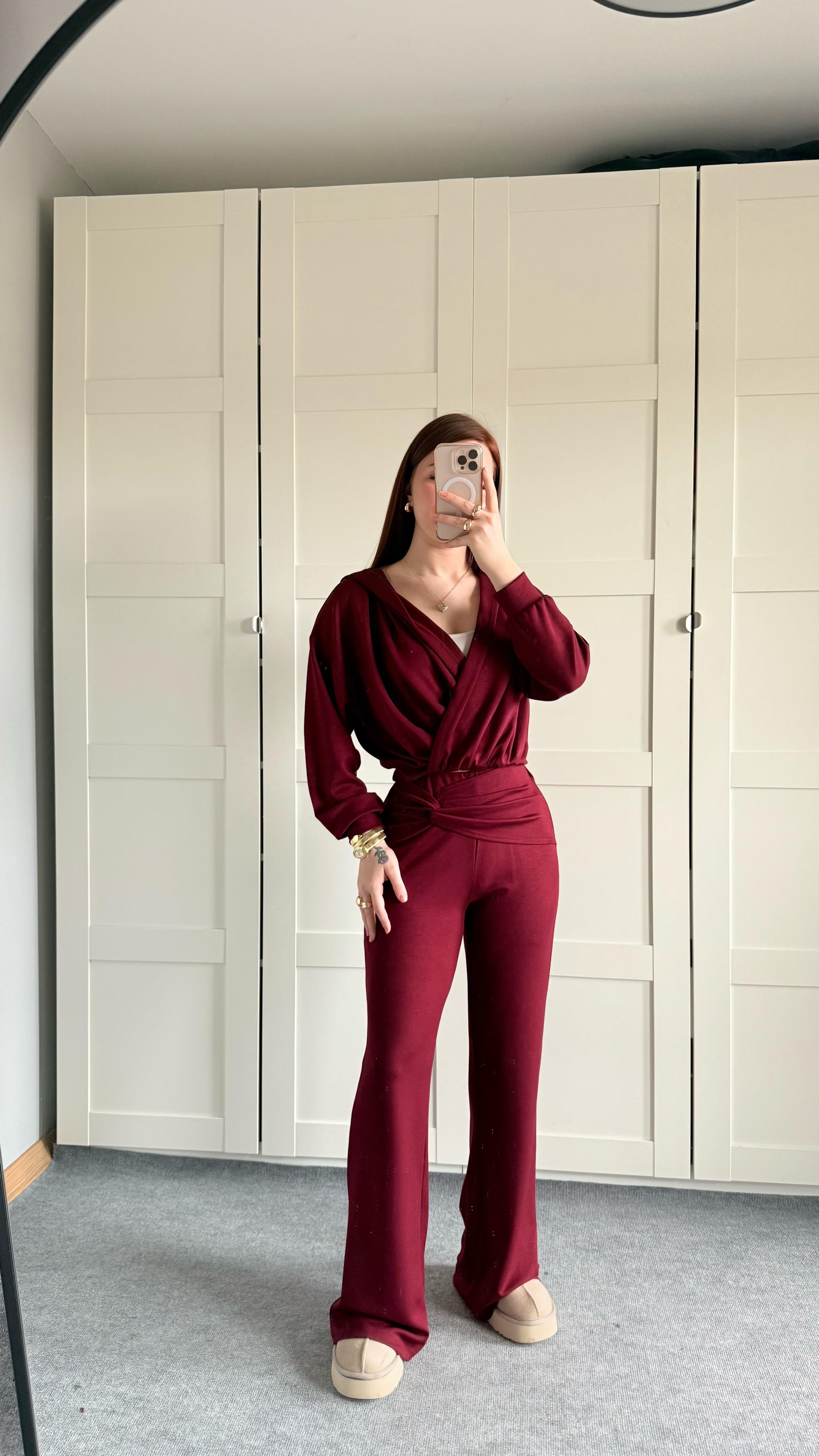 Oys. Kruvaze Modal Eşofman Takımı Bordo
