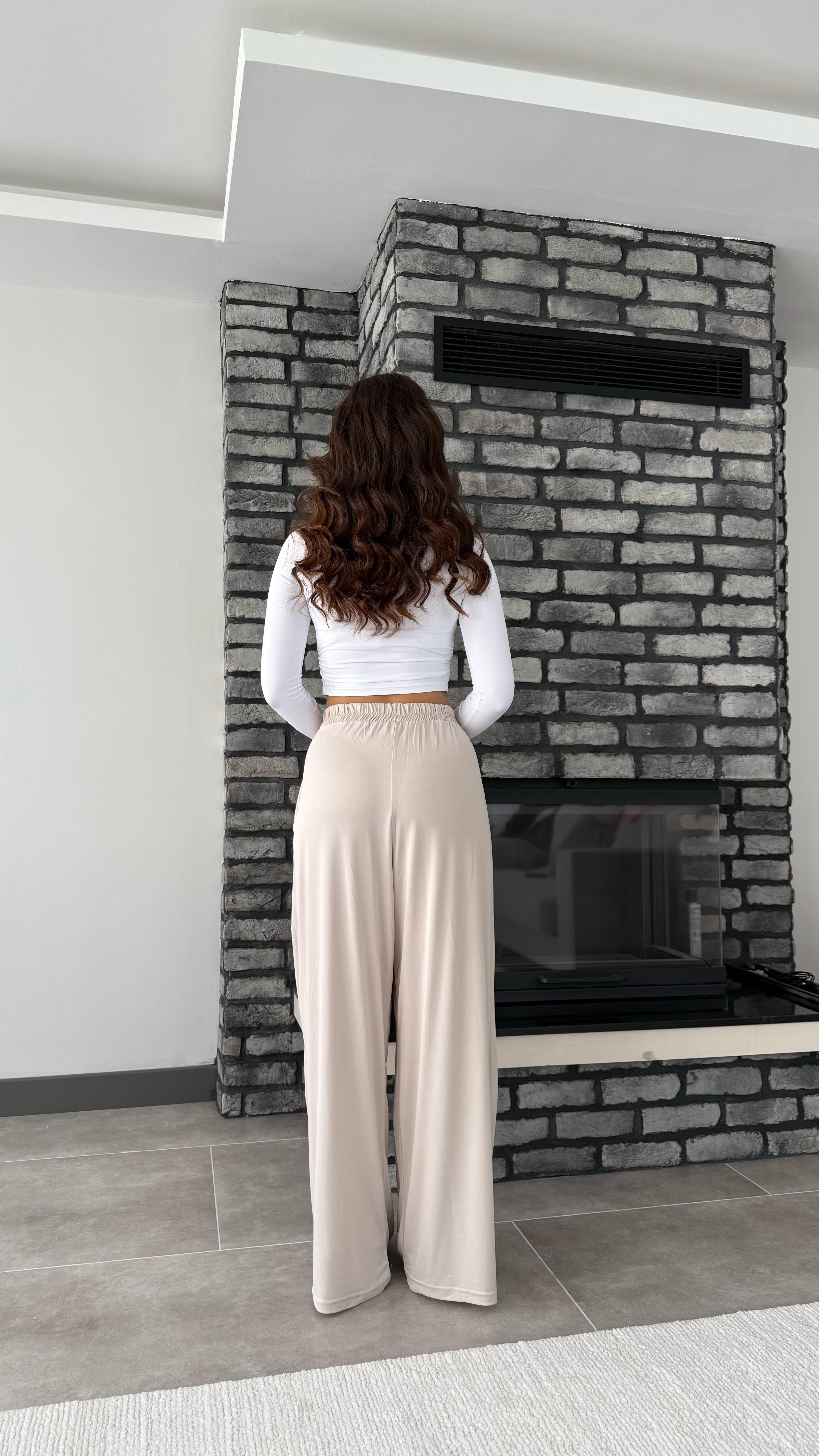 Oys. Modal Karışımlı Dökümlü Pantolon Bej