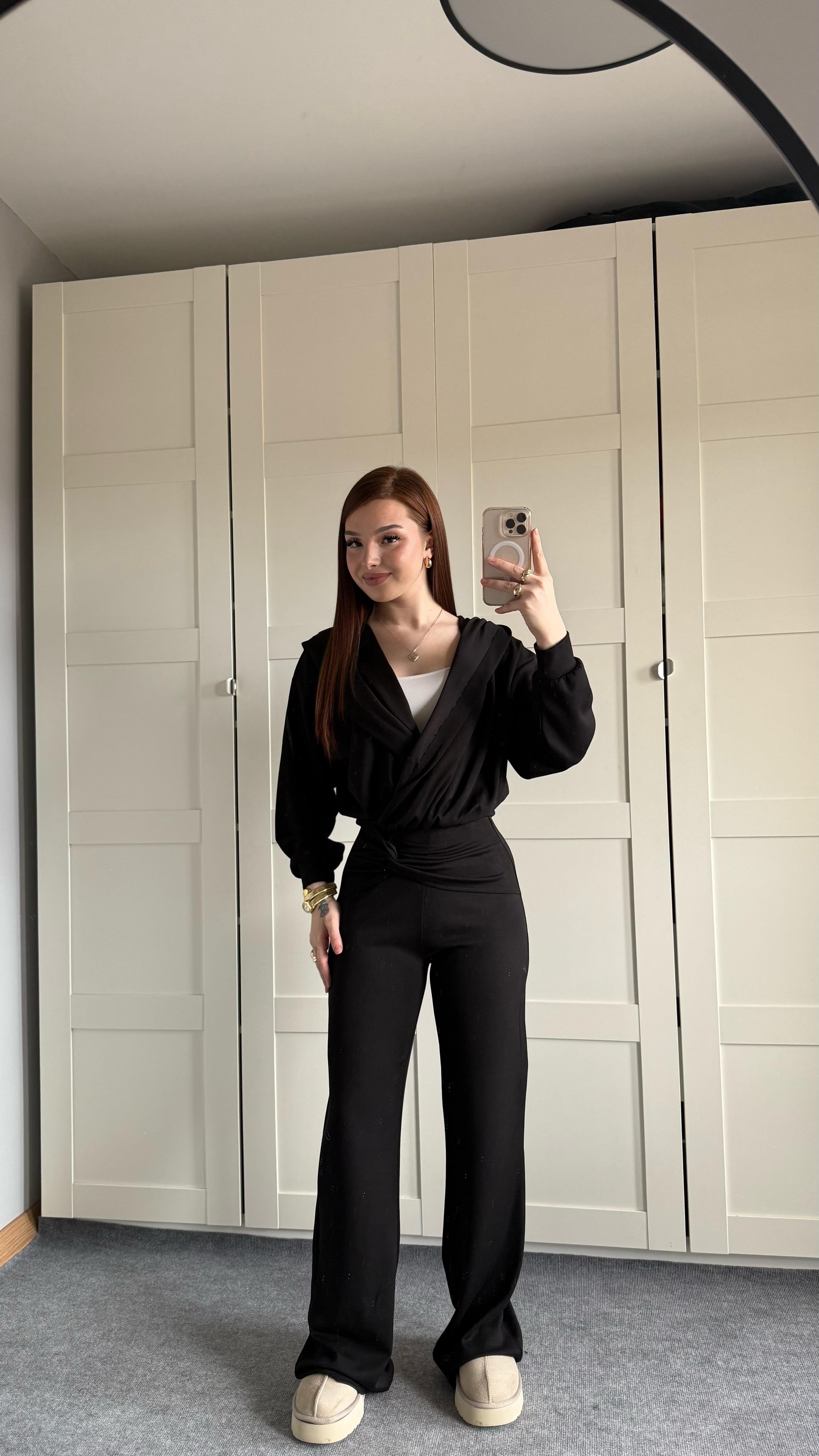 Oys. Kruvaze Modal Eşofman Takımı Siyah