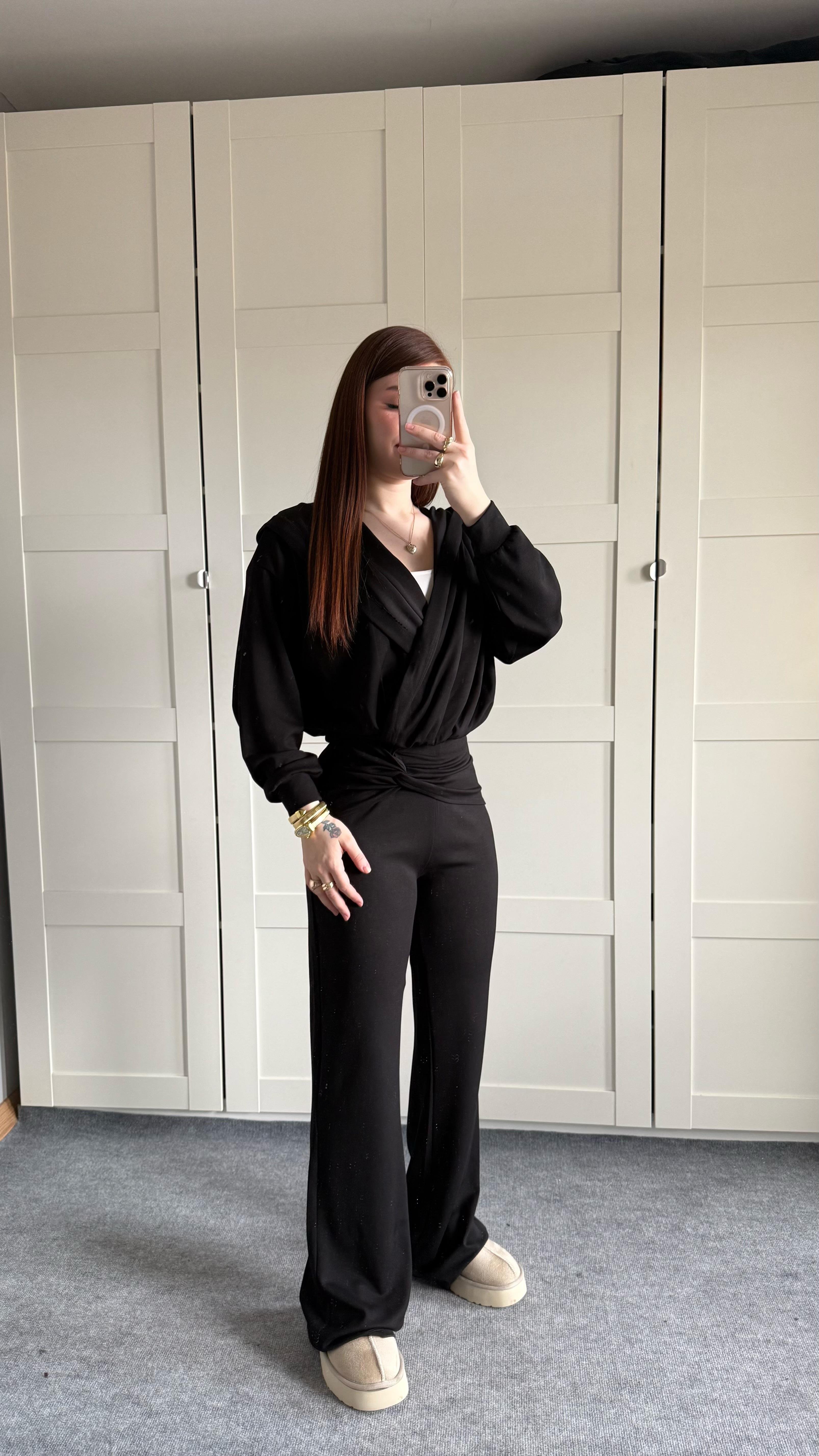 Oys. Kruvaze Modal Eşofman Takımı Siyah