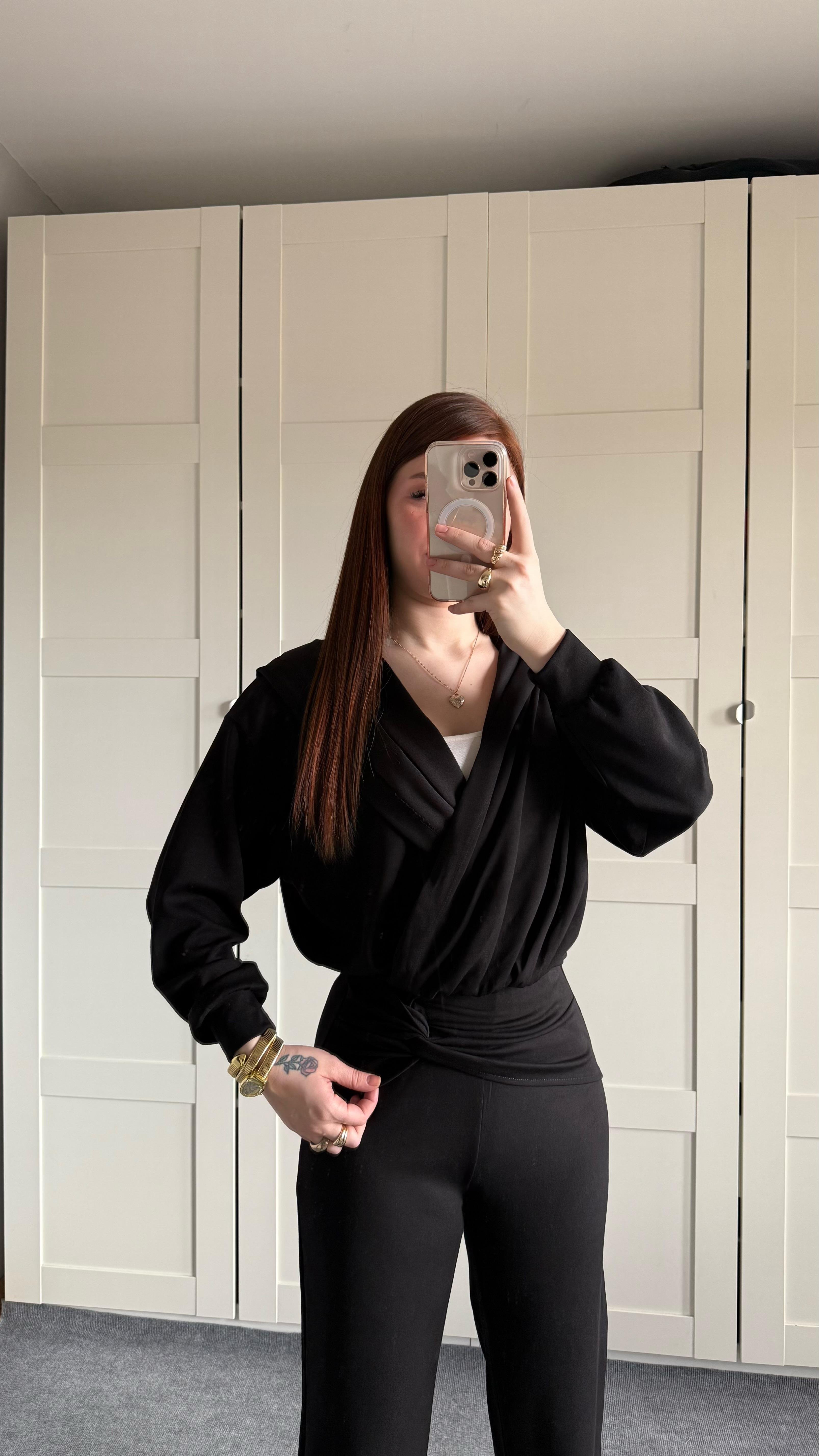 Oys. Kruvaze Modal Eşofman Takımı Siyah