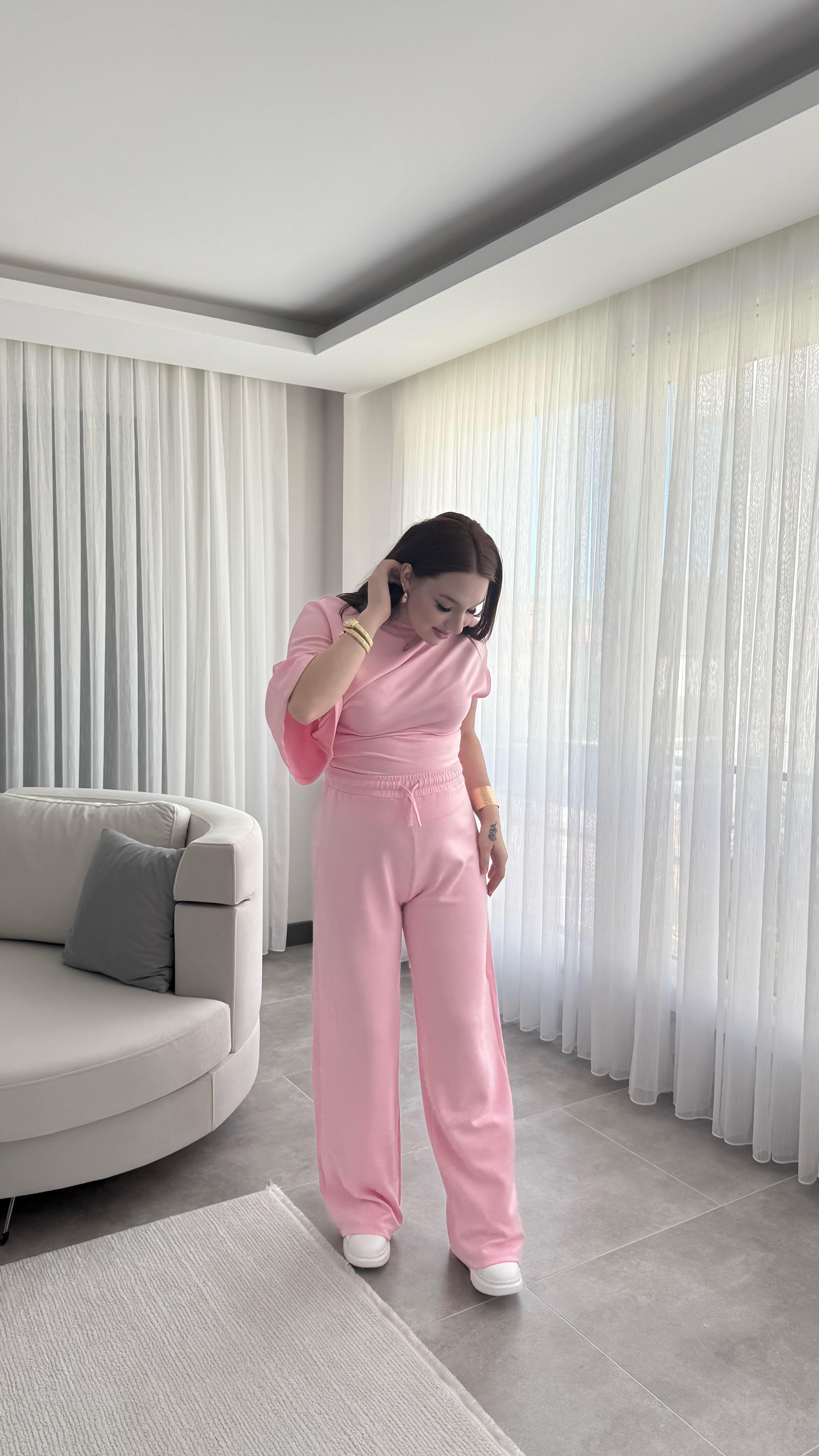 Oys. Modal Yarasa Kol Takım Pembe