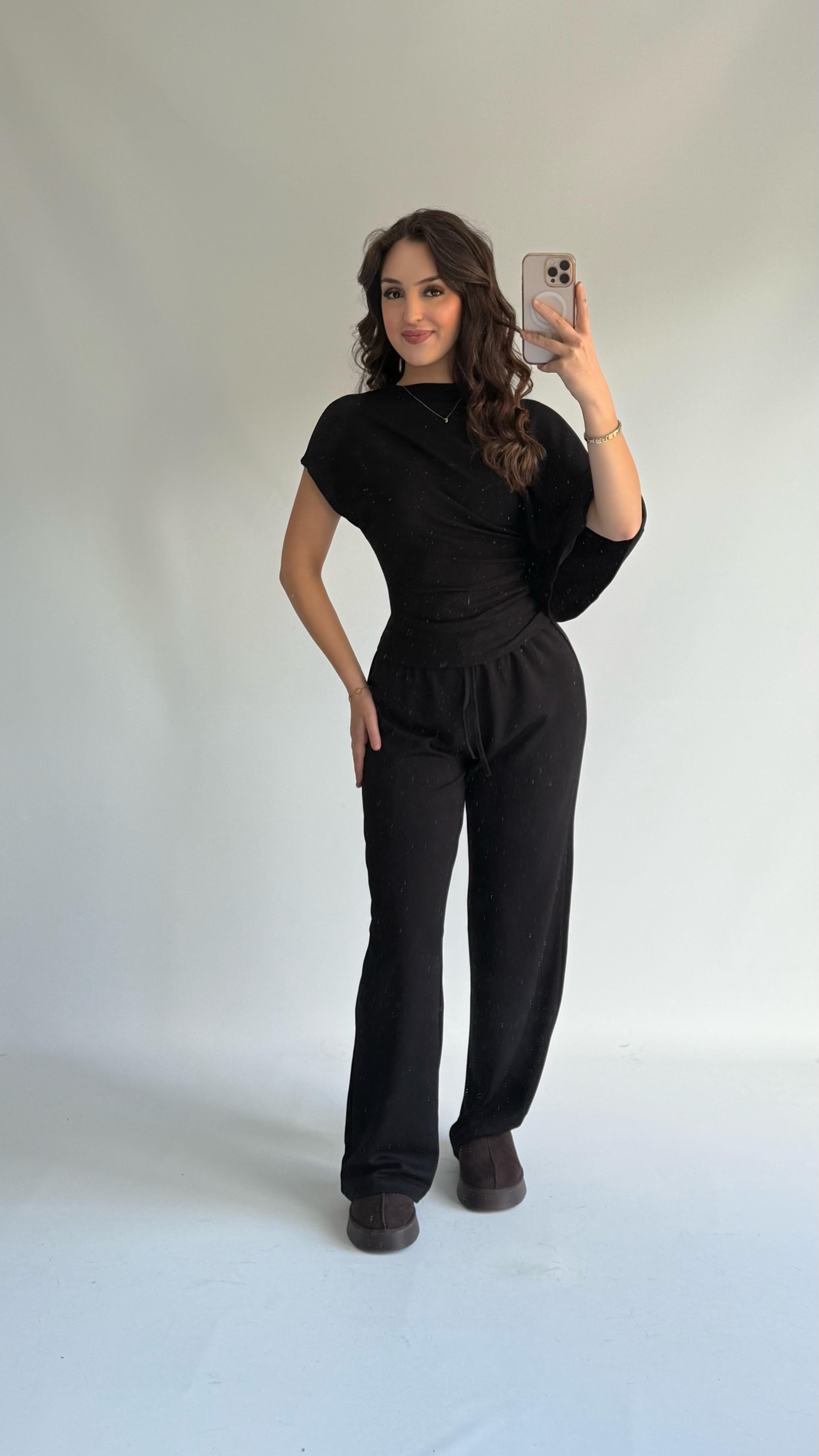 Oys. Modal Yarasa Kol Takım Siyah