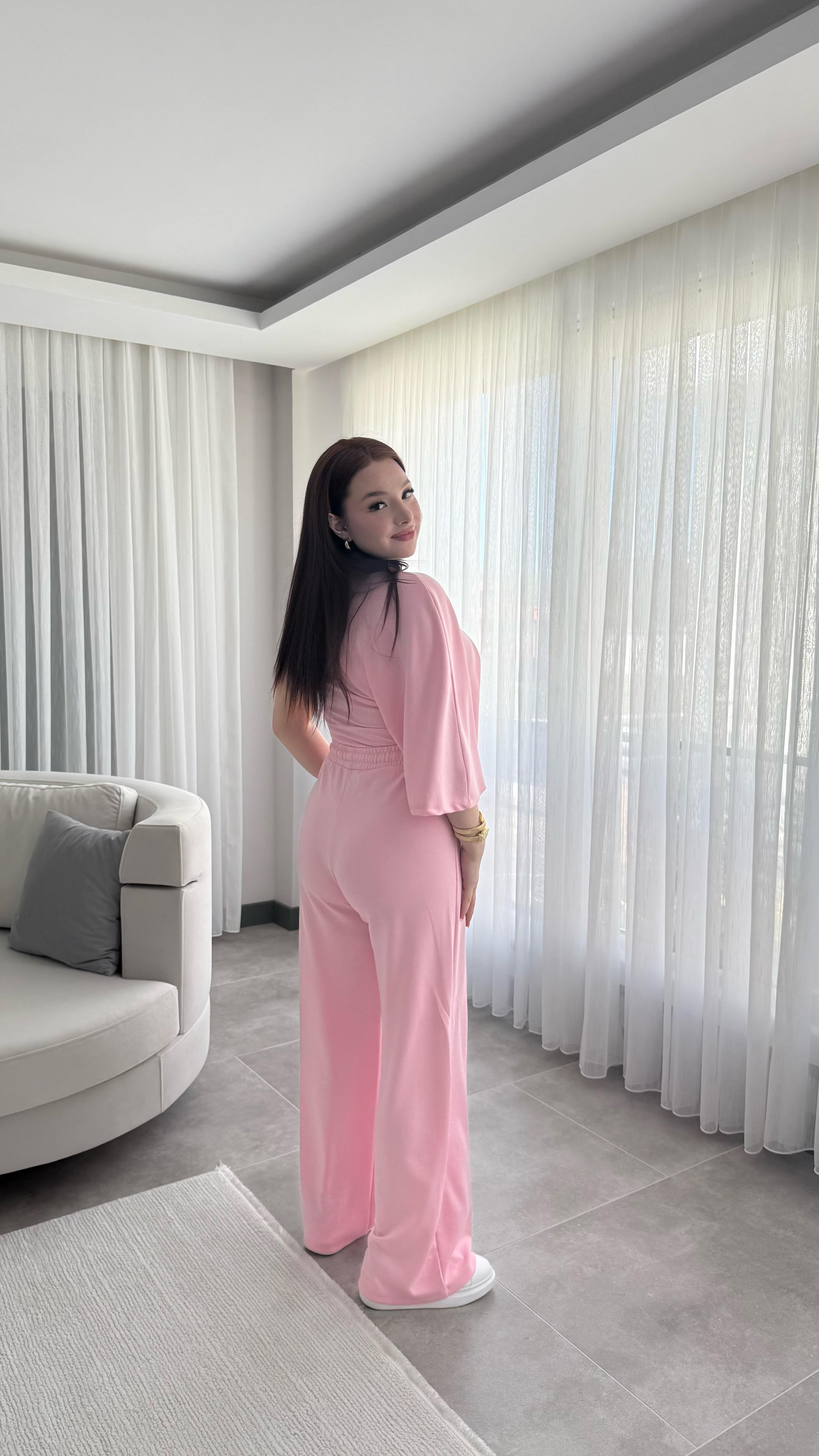 Oys. Modal Yarasa Kol Takım Pembe