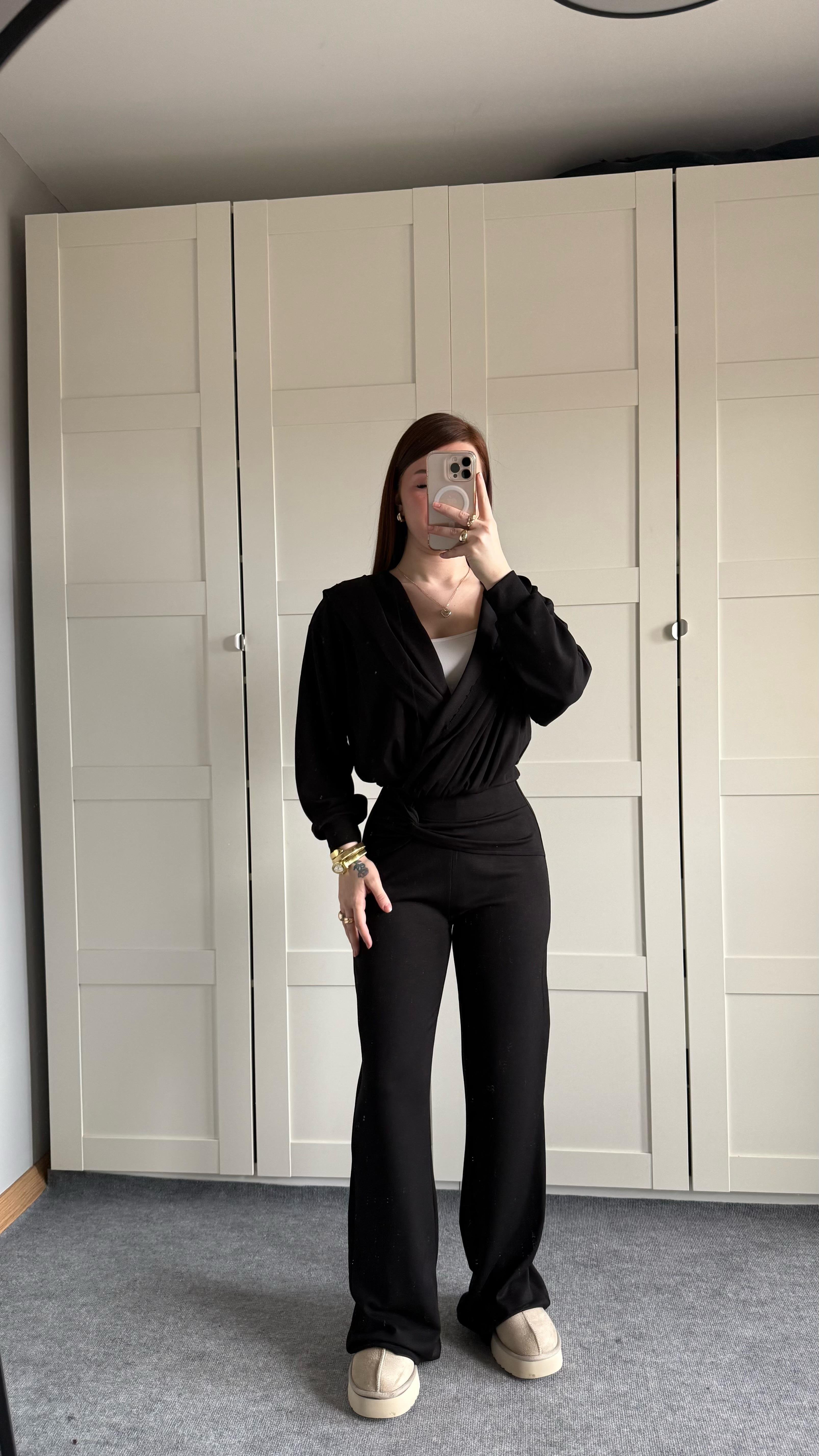 Oys. Kruvaze Modal Eşofman Takımı Siyah