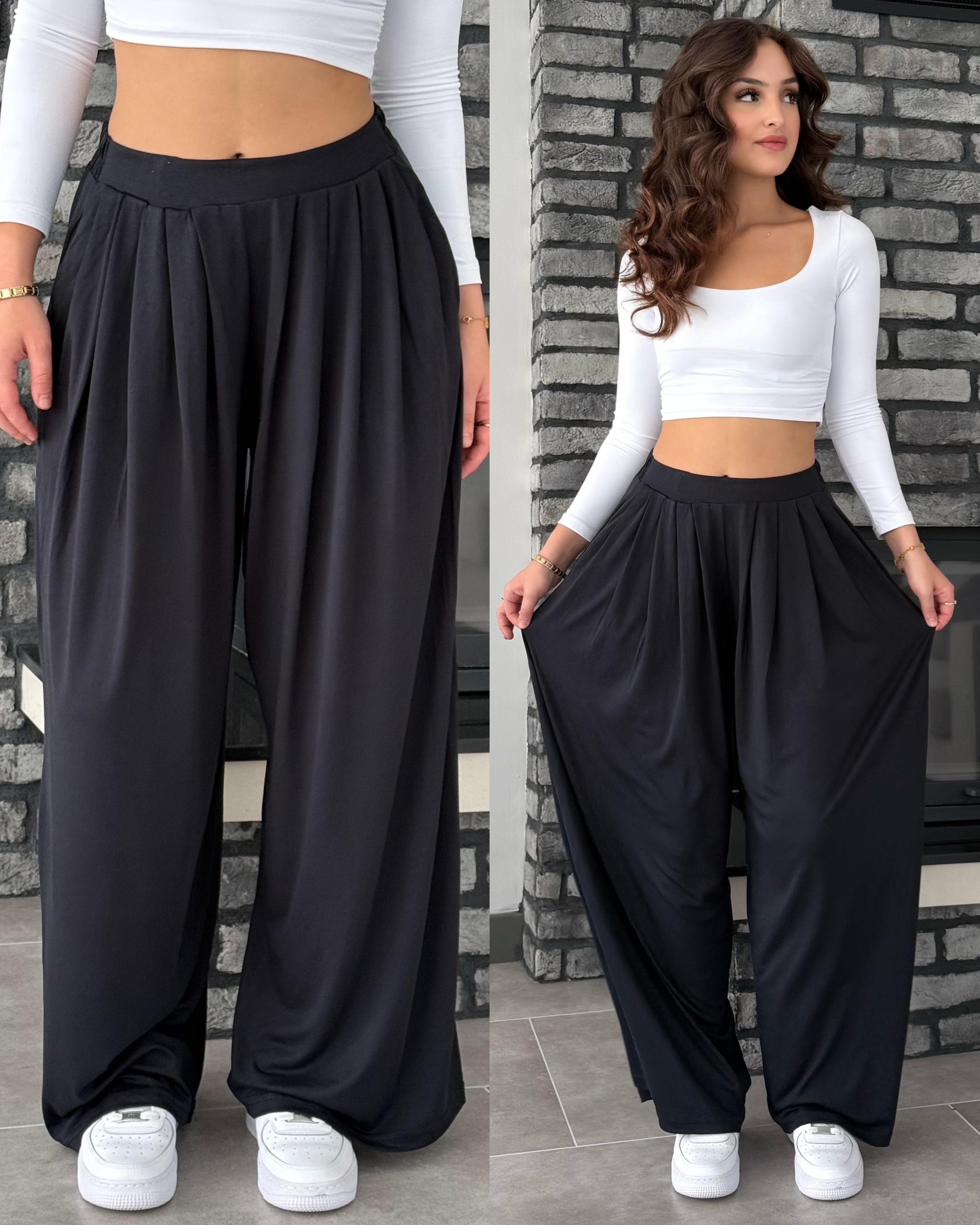 Oys. Modal Karışımlı Dökümlü Pantolon Siyah