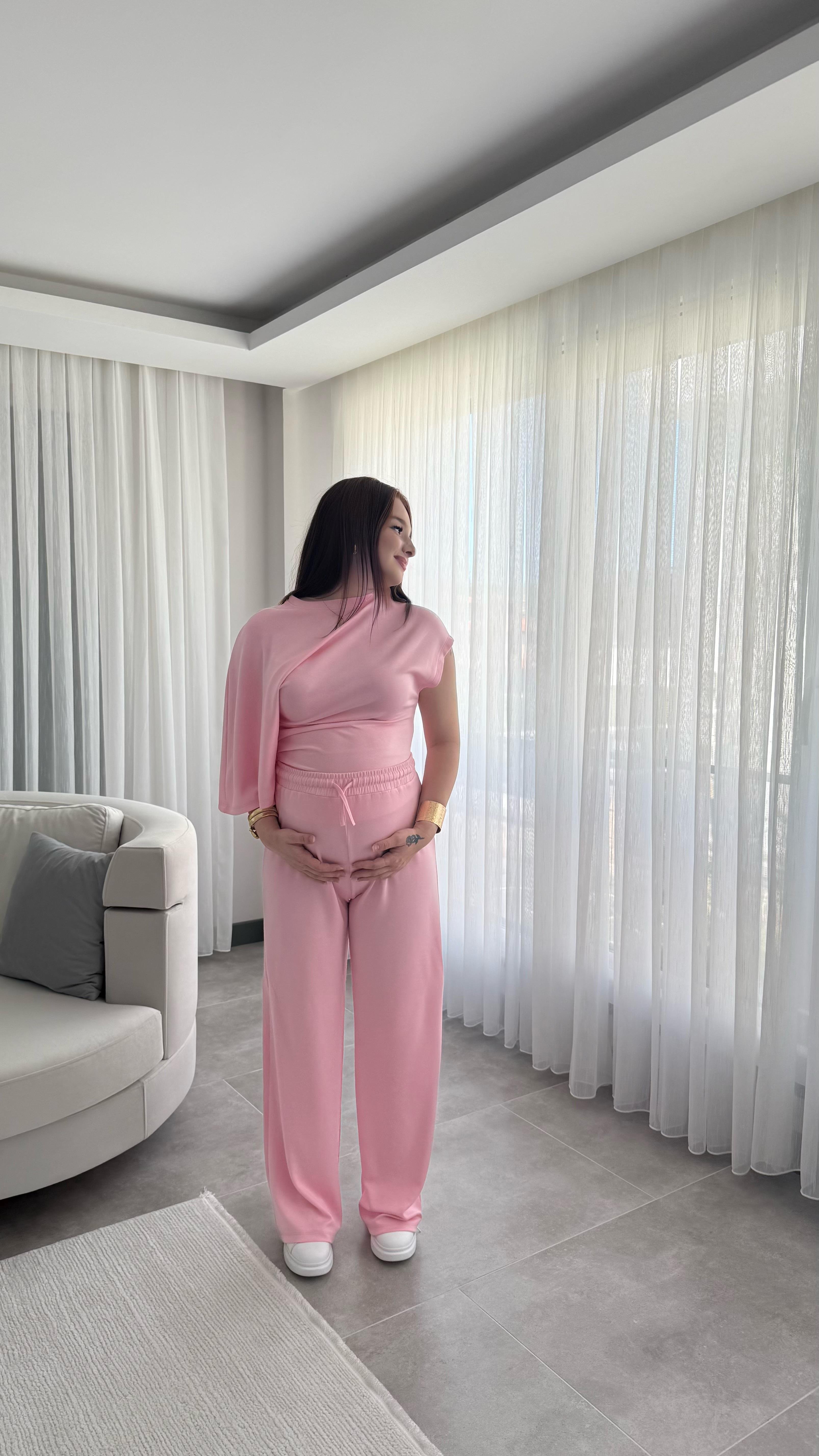 Oys. Modal Yarasa Kol Takım Pembe