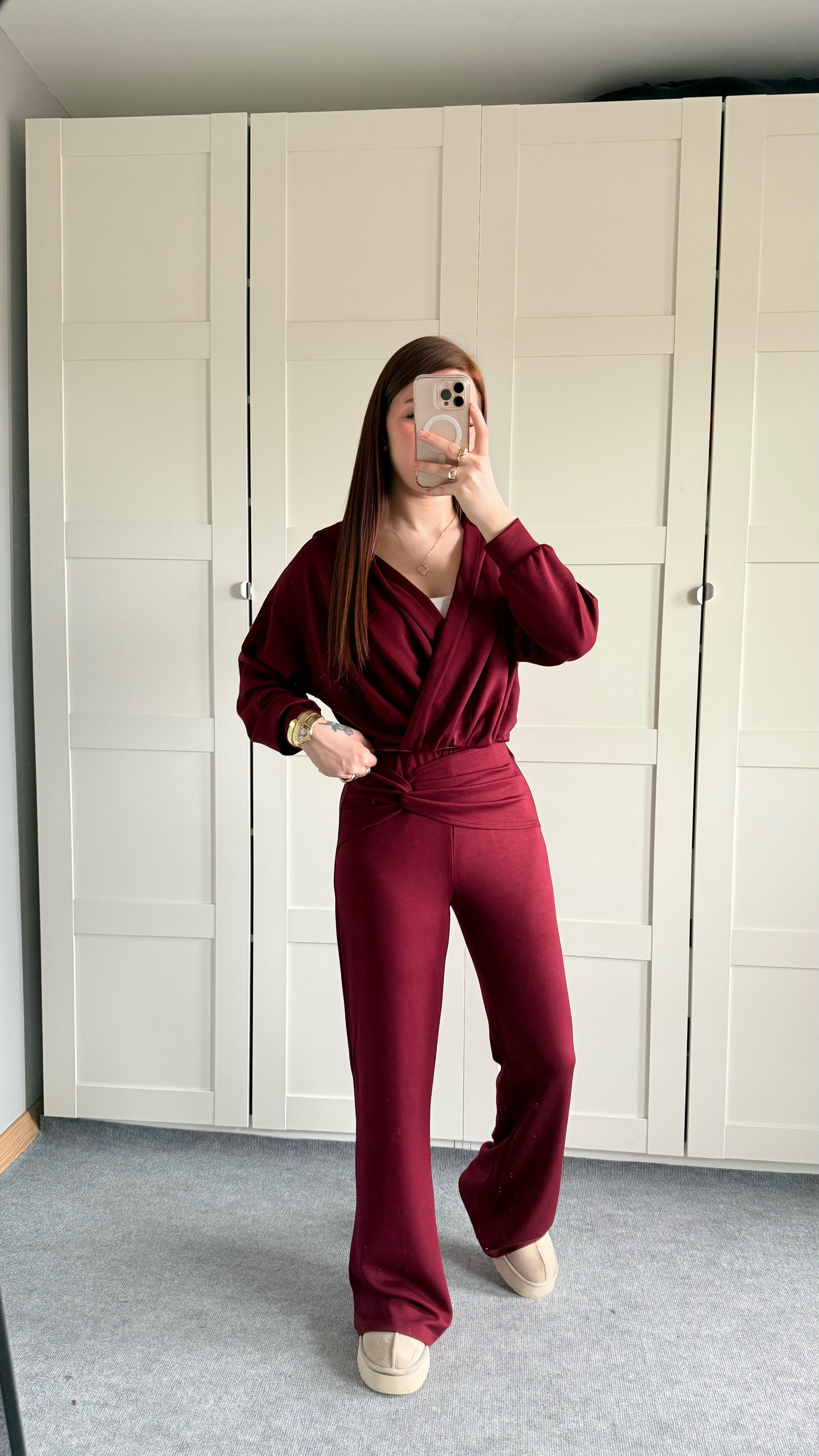 Oys. Kruvaze Modal Eşofman Takımı Bordo